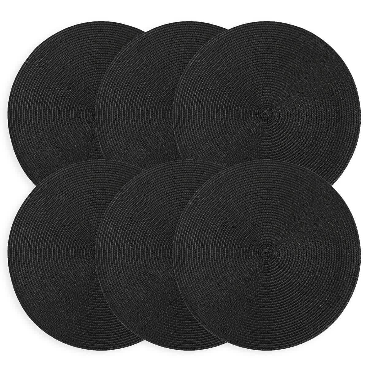 Set of 6 Veranda Black Placemats, 15"