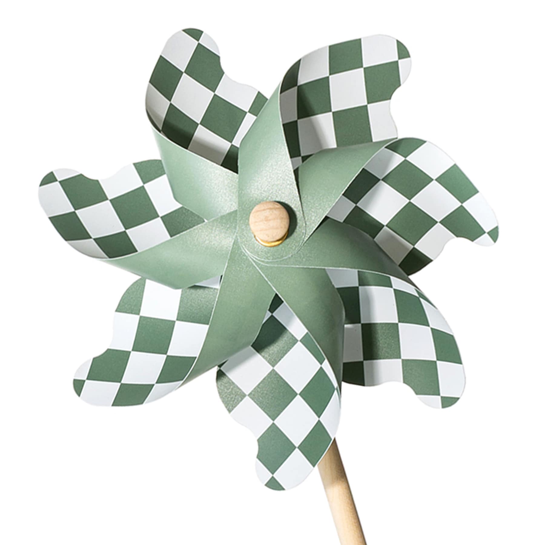Honeybloom Green Check Whirligig, 19"