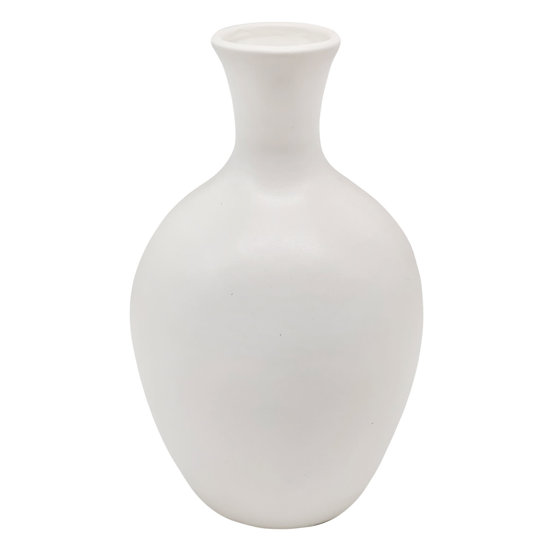 Matte White Ceramic Vase, 8"