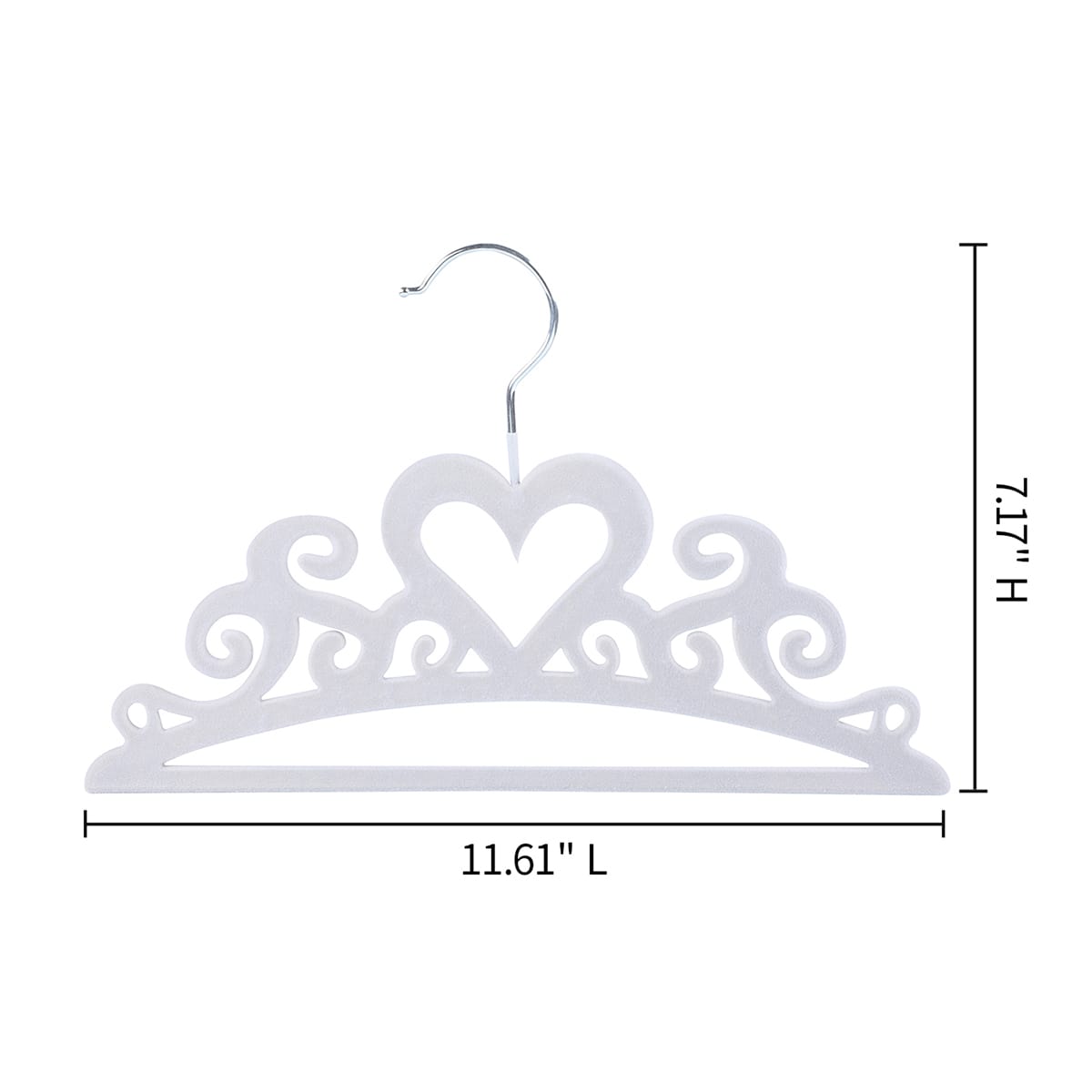 5-Pack Kids Flocked Tiara Hanger, Grey