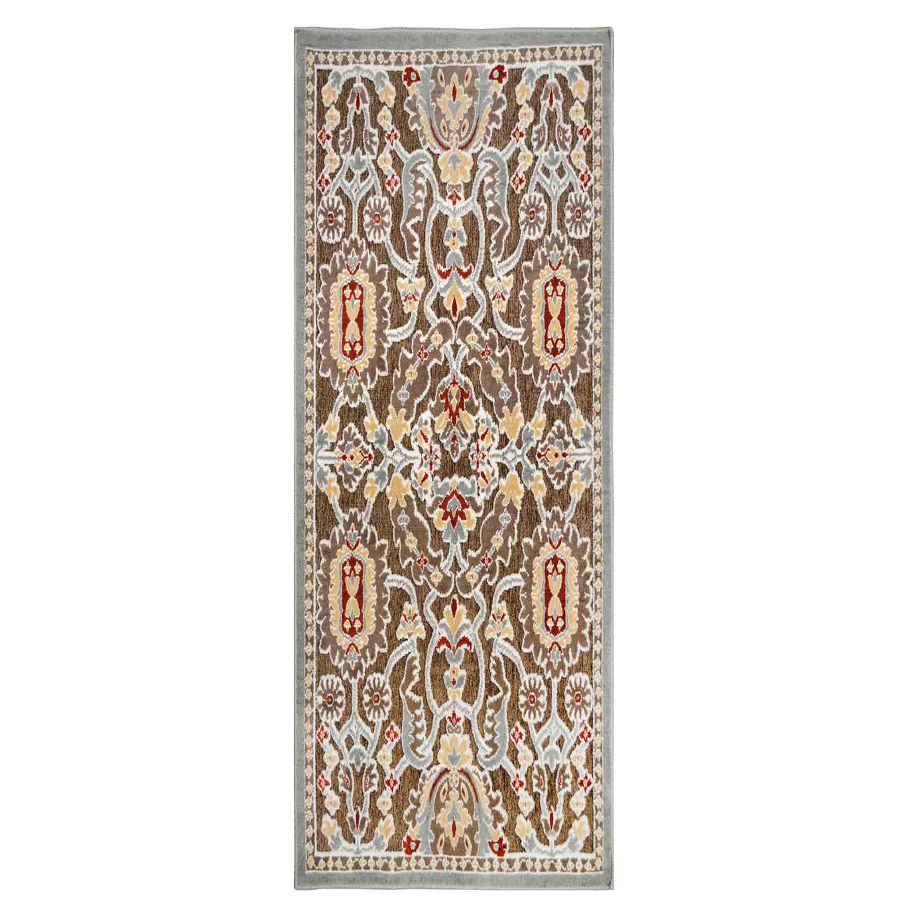Arrington Taupe & Spice Medallion Washable Runner, 2x5