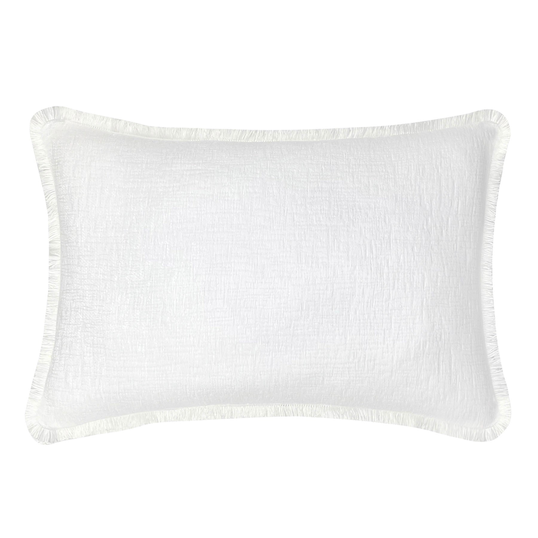 Providence White Chenille Throw Pillow with Fringe, 14x20