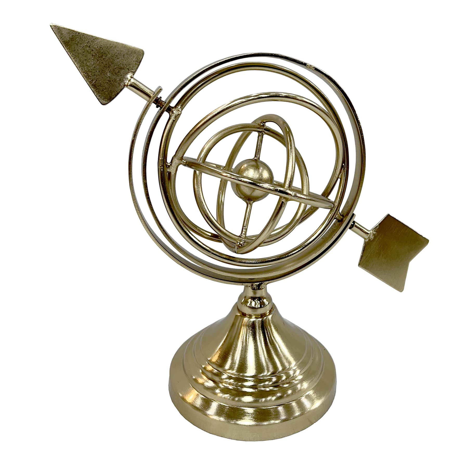 Gold Spinning Arrow Globe, 9"