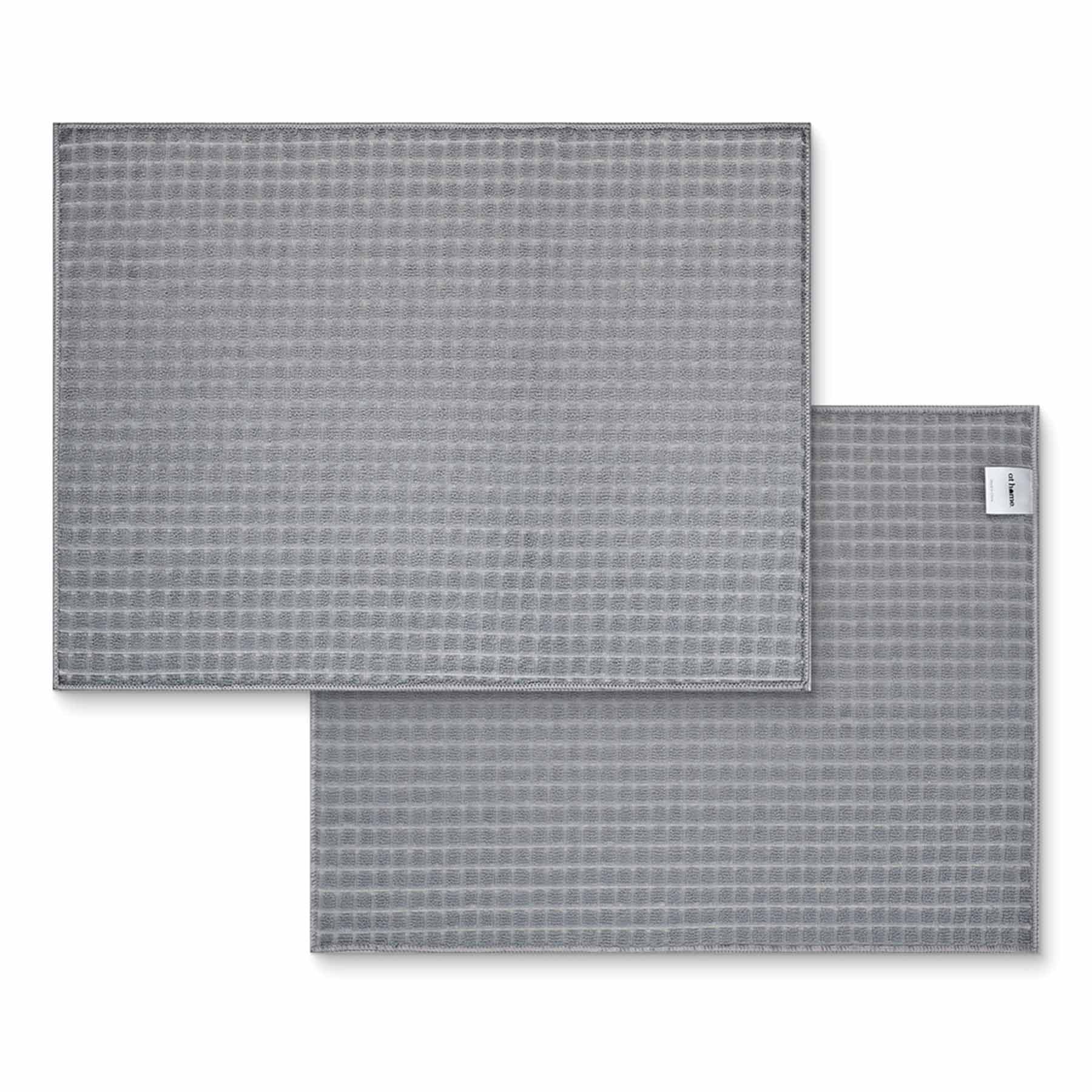 Set of 2 Grey Waffle Cotton Drying Mat