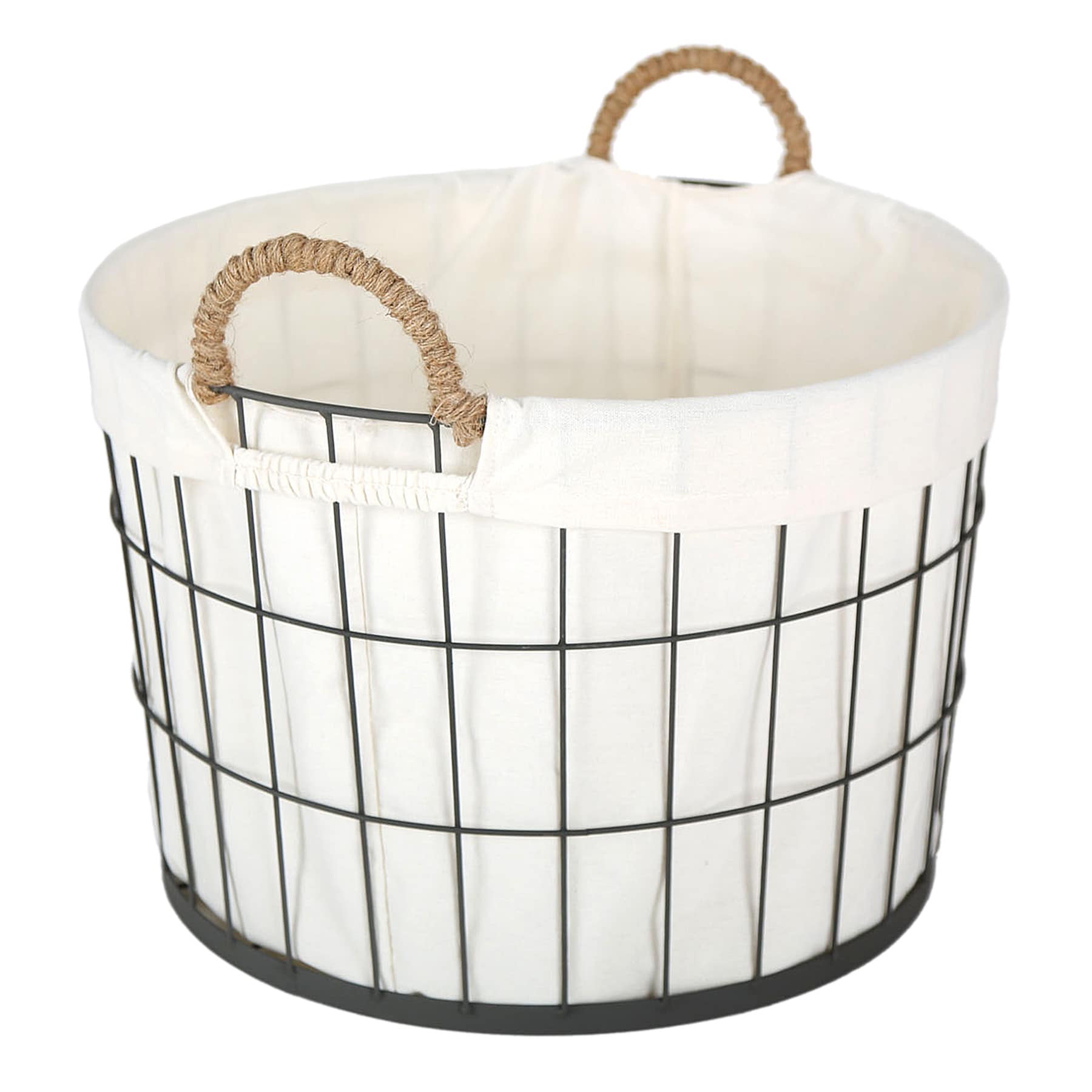 Lined Round Wire Storage Basket, Large