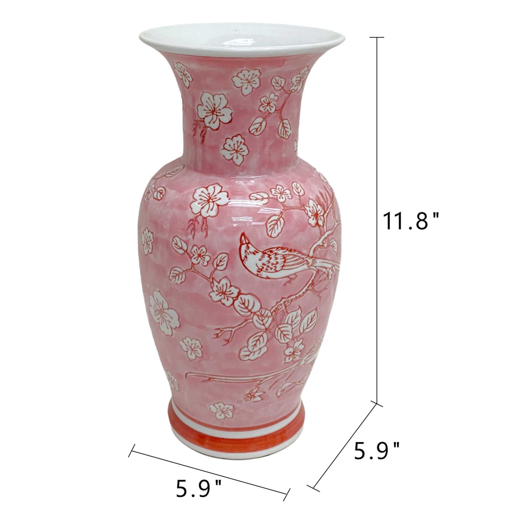 Pink Ceramic Vase, 12"