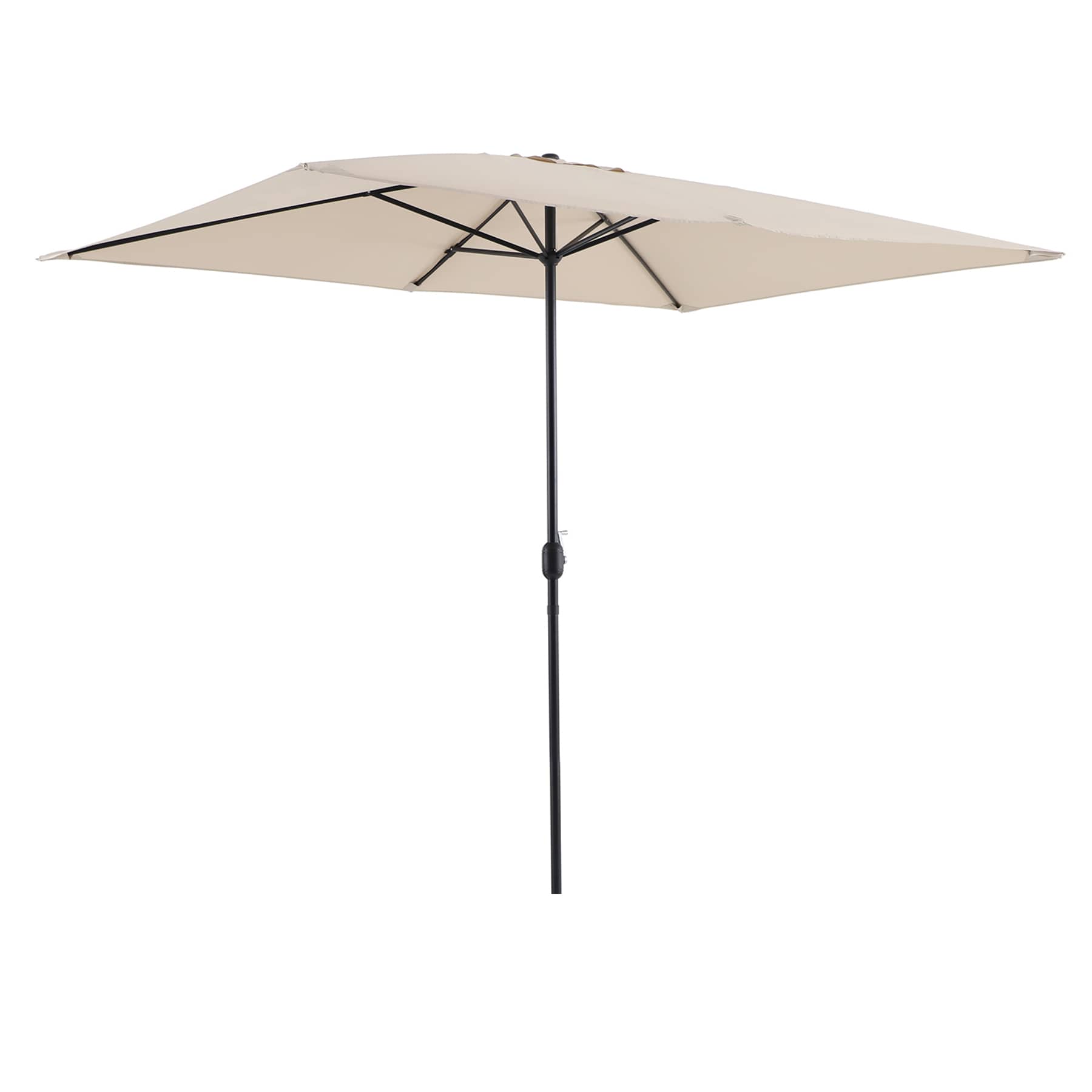 Tan Rectangle Crank Patio Umbrella, 6.5x10ft