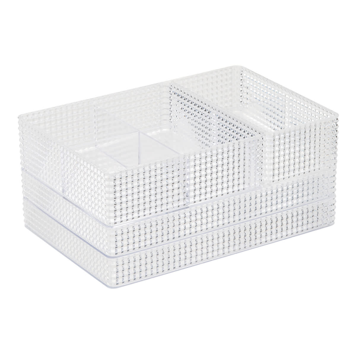 4-Piece Clear Diamond Texture Stackable Drawer Organization Set