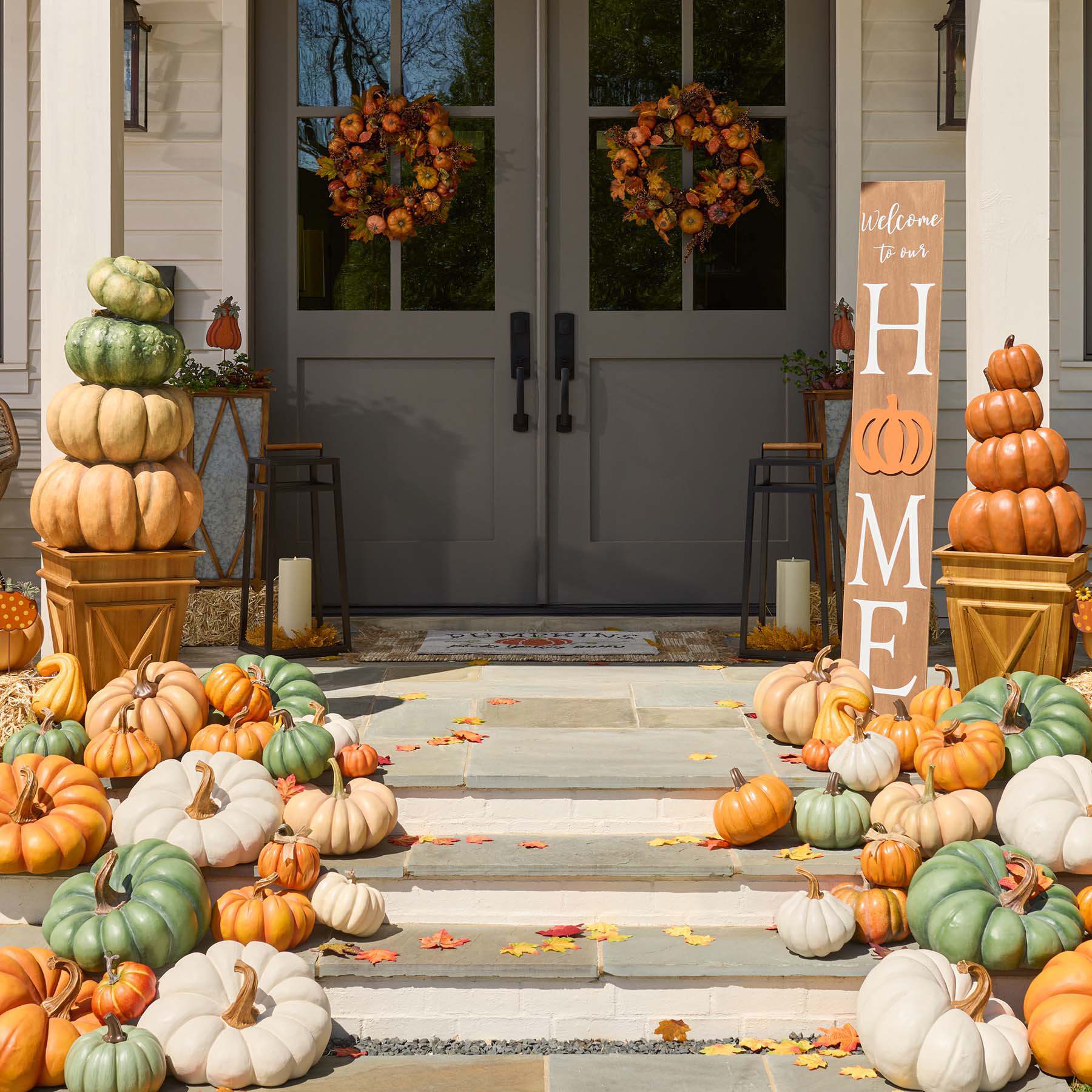 Homespun Harvest Pumpkin, Gourd & Pinecone Autumn Wreath, 24"