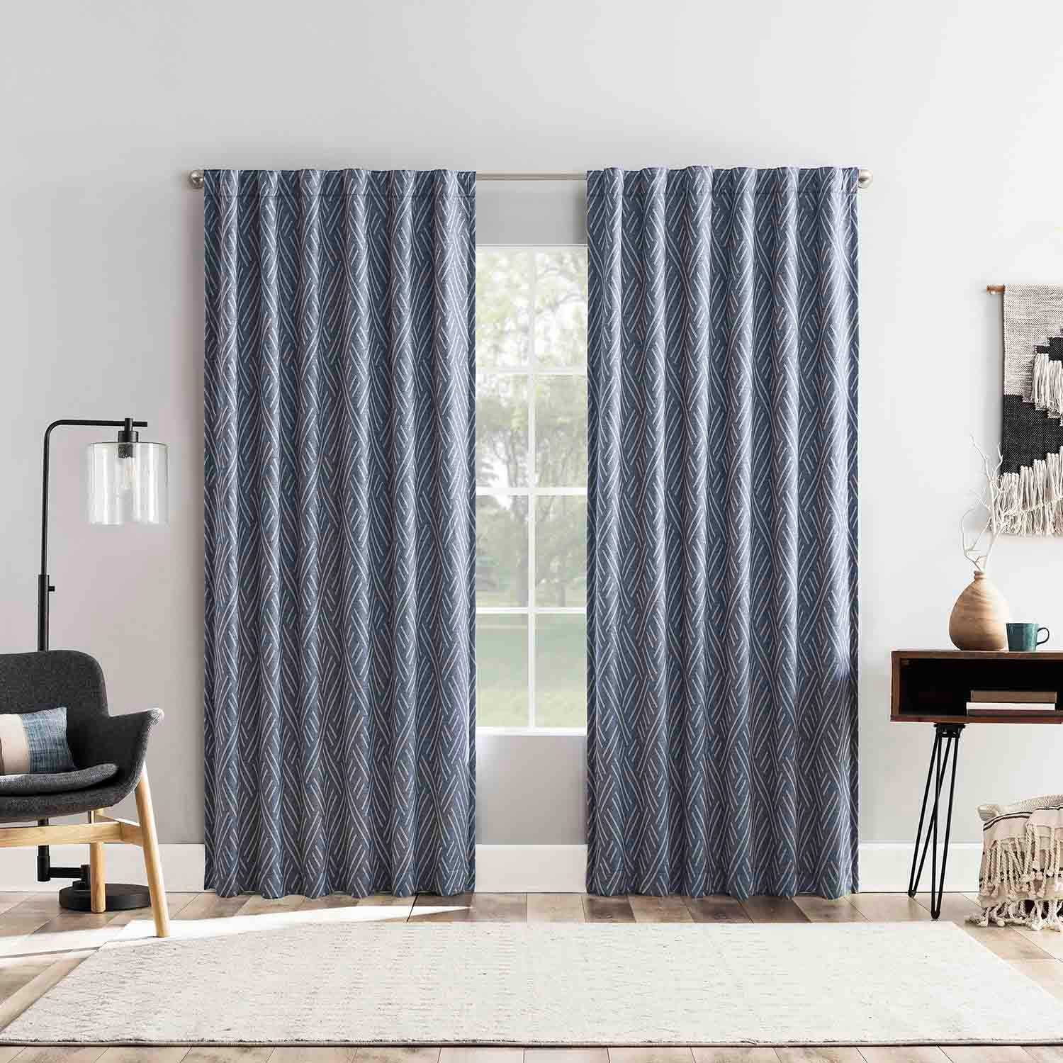 Arvid Indigo Blackout Curtain Panel, 84"