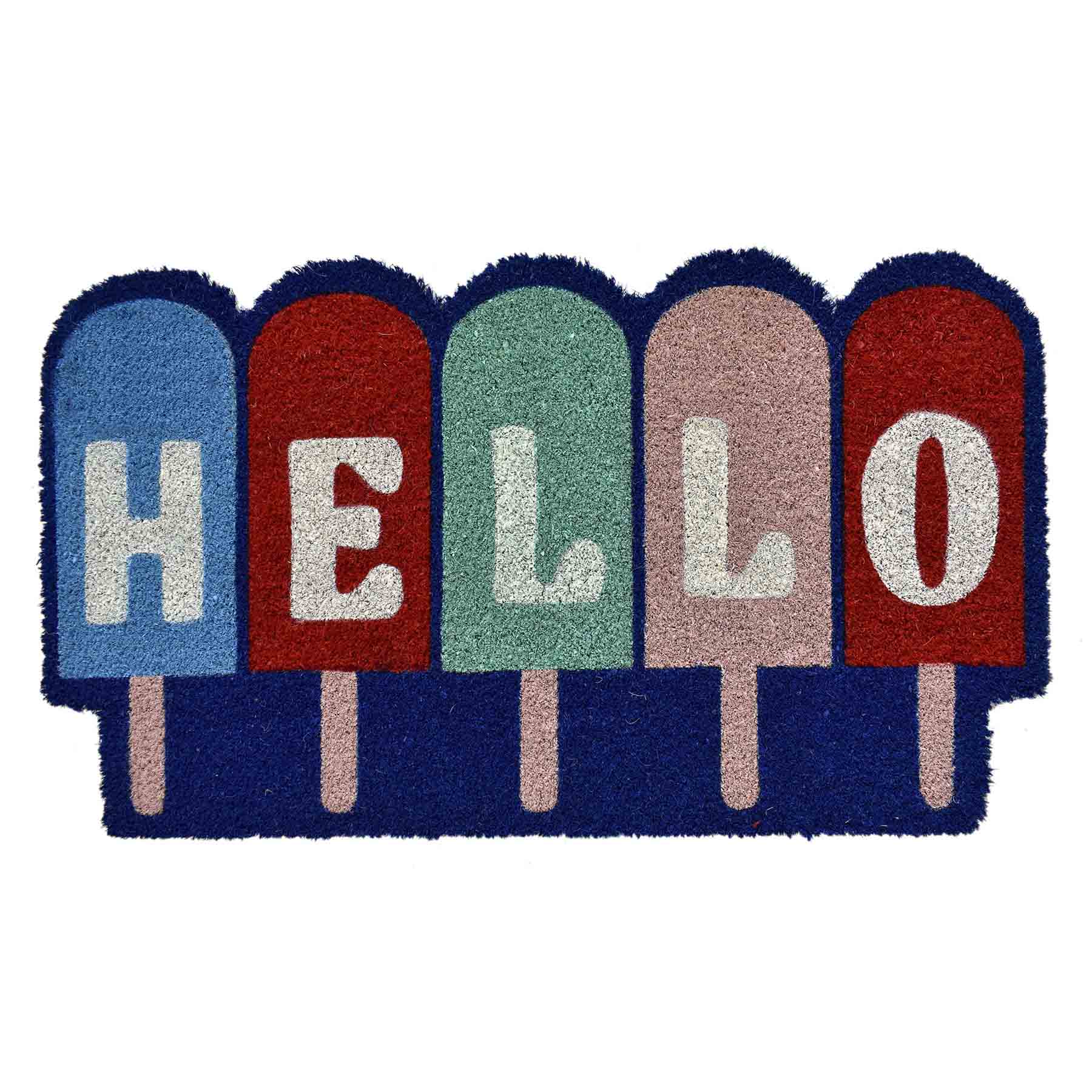 Hello Popsicles Shaped Coir Mat, 18x30