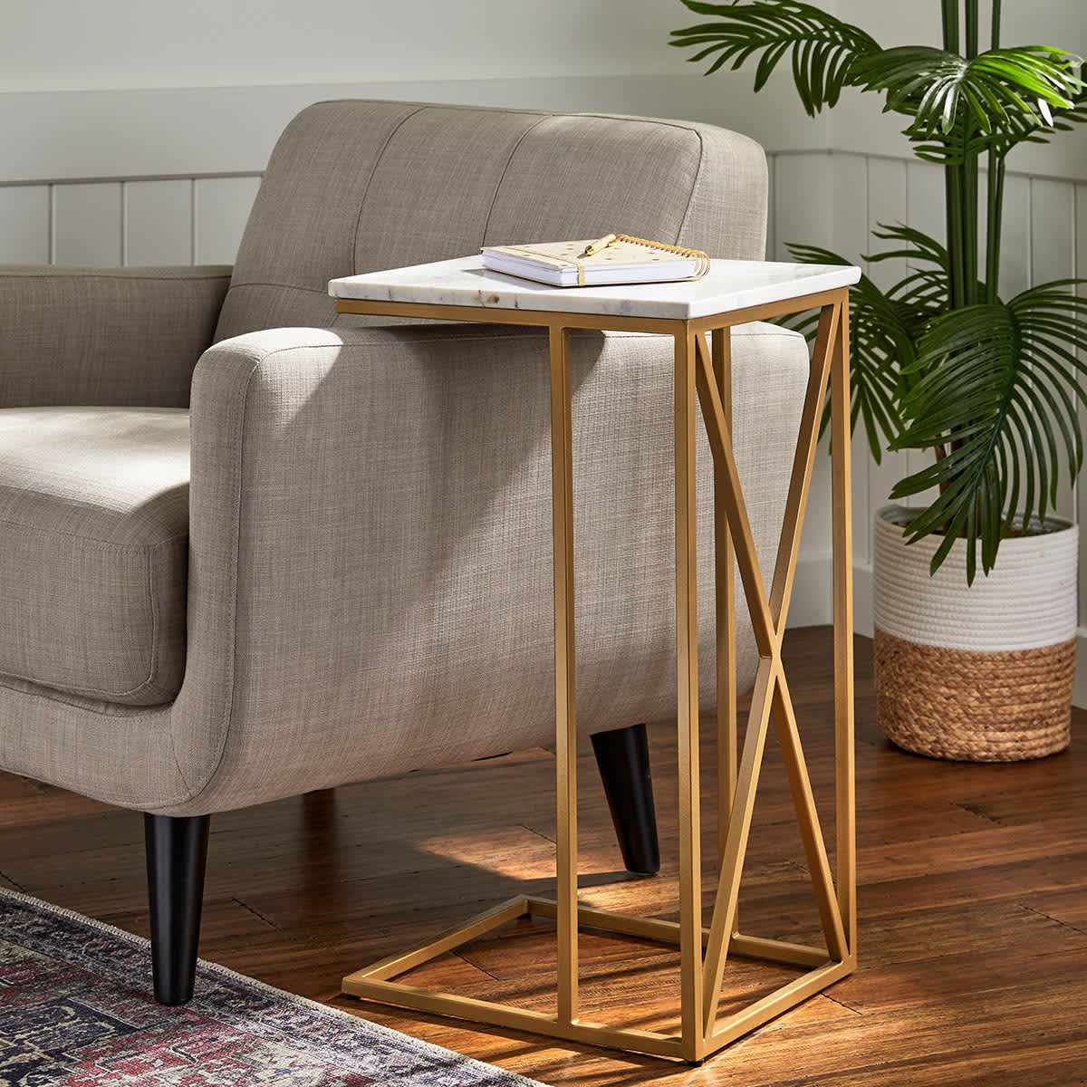Crosby St. Isabella Gold C-Table with Marble Top