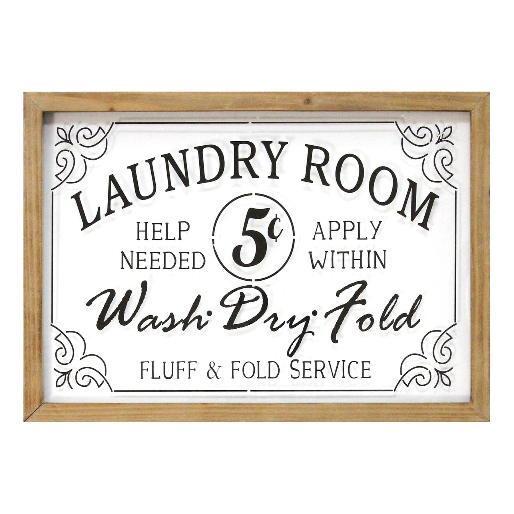 Glass Framed Laundry Room Wall Sign, 23x16