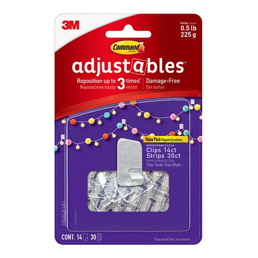 Command? Adjustables 14-Clips, 30-Strips/Pack, White