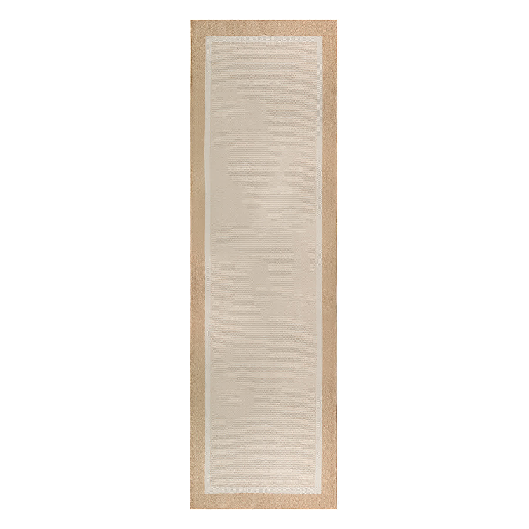 (E514) Fifer Tan Border Outdoor Runner, 2x7