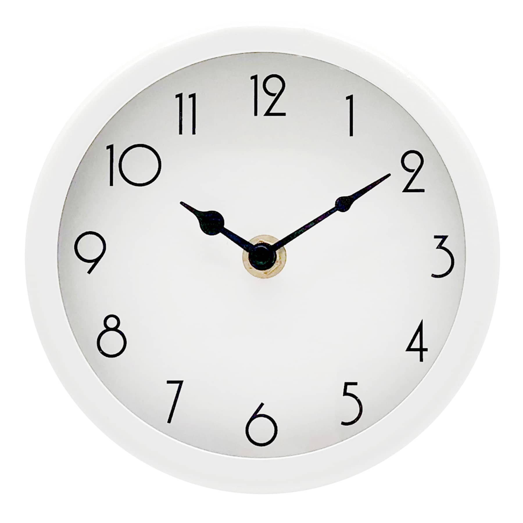 White Round Metal Tabletop Clock, 6"