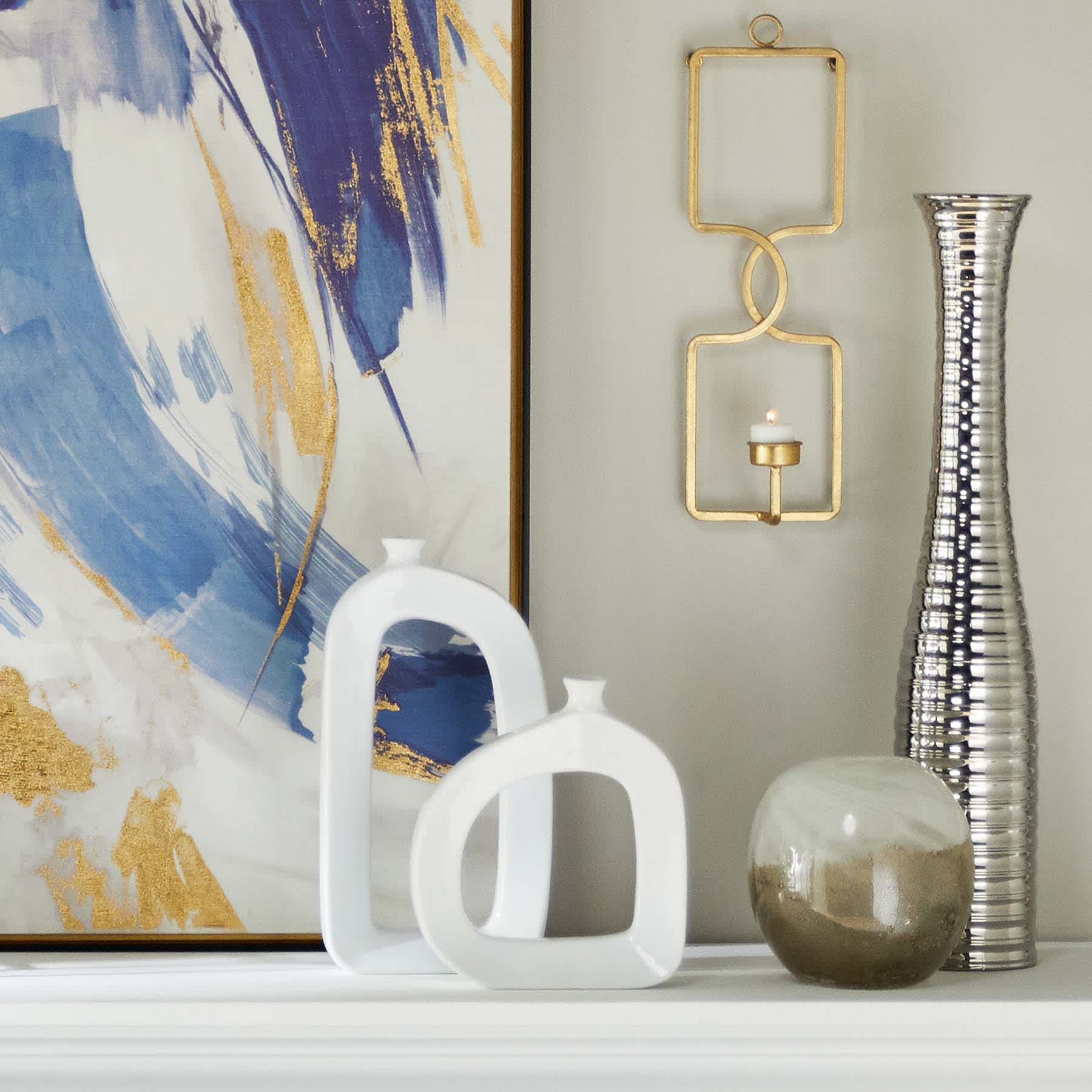 Crosby St. Riley White Open Ceramic Vase, 9.5"