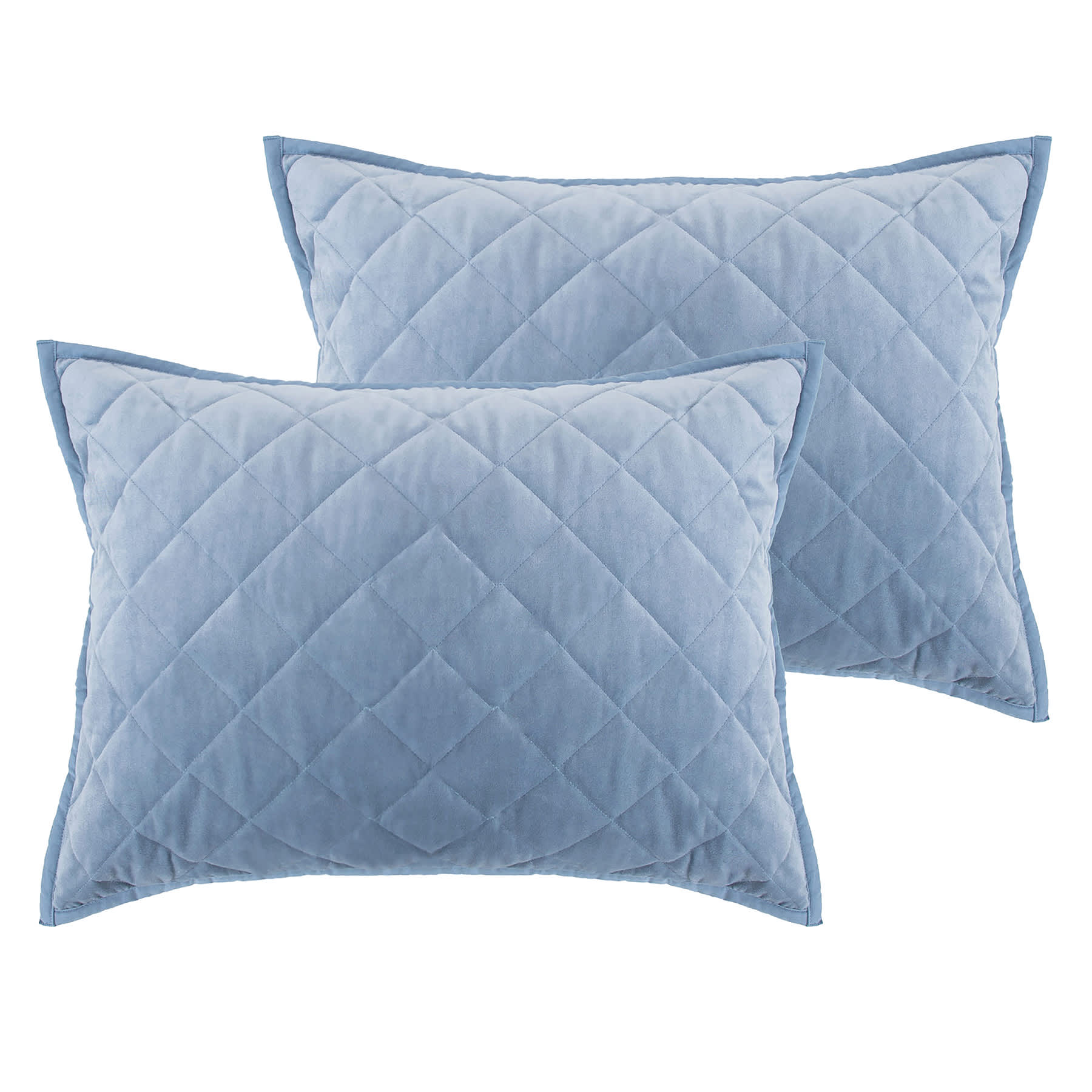Providence 3-Piece Light Blue Cotton Velvet Quilt Set, King