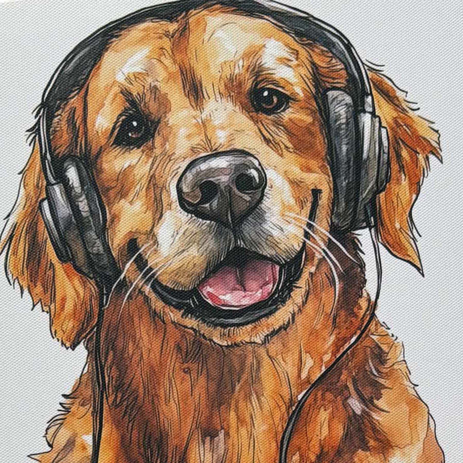 Gamer Golden Retriever Canvas Wall Art, 12x16