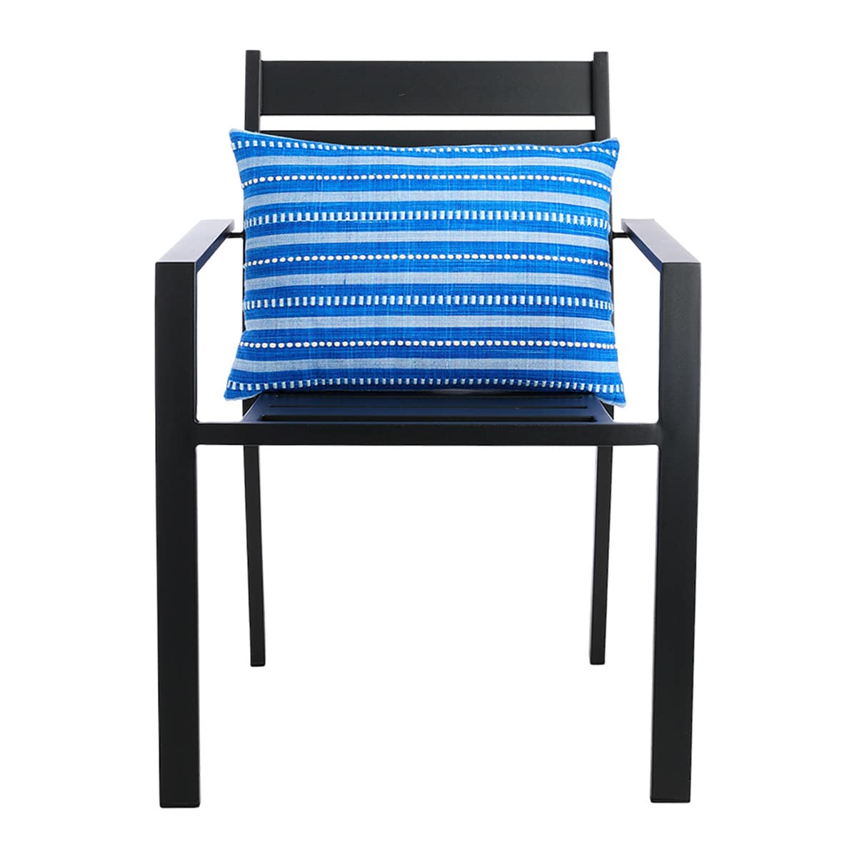 Honeybloom Dark Blue Stripe Woven Lumbar Outdoor Throw Pillow, 14x20