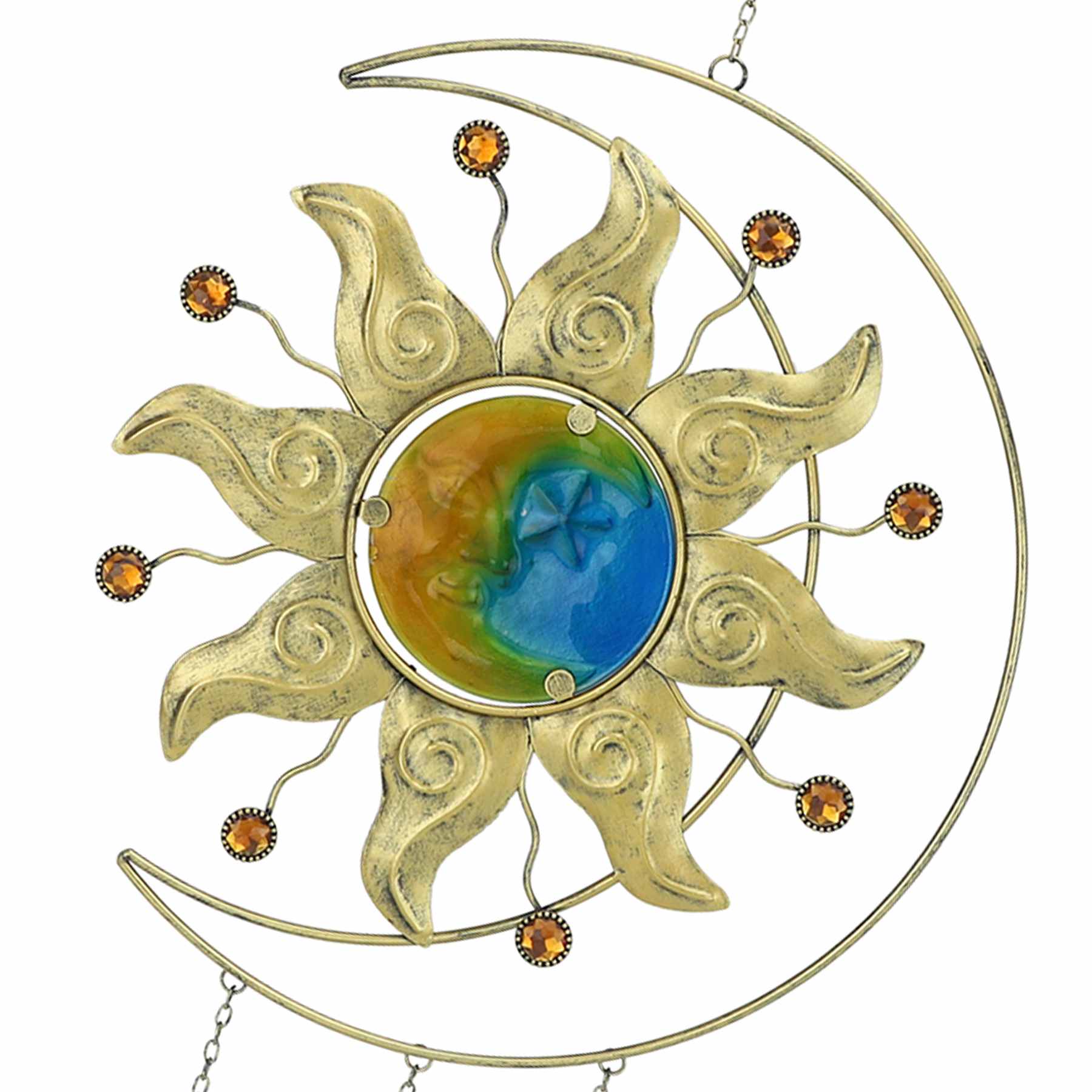 Glass Sun Metal Wind Chime, 31"