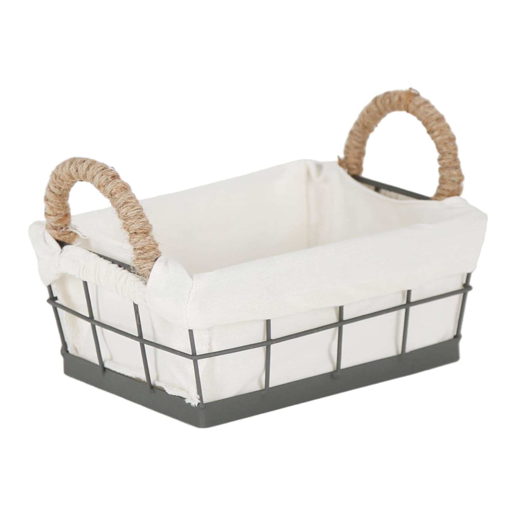 Lined Rectangle Wire Storage Basket, Extra Small