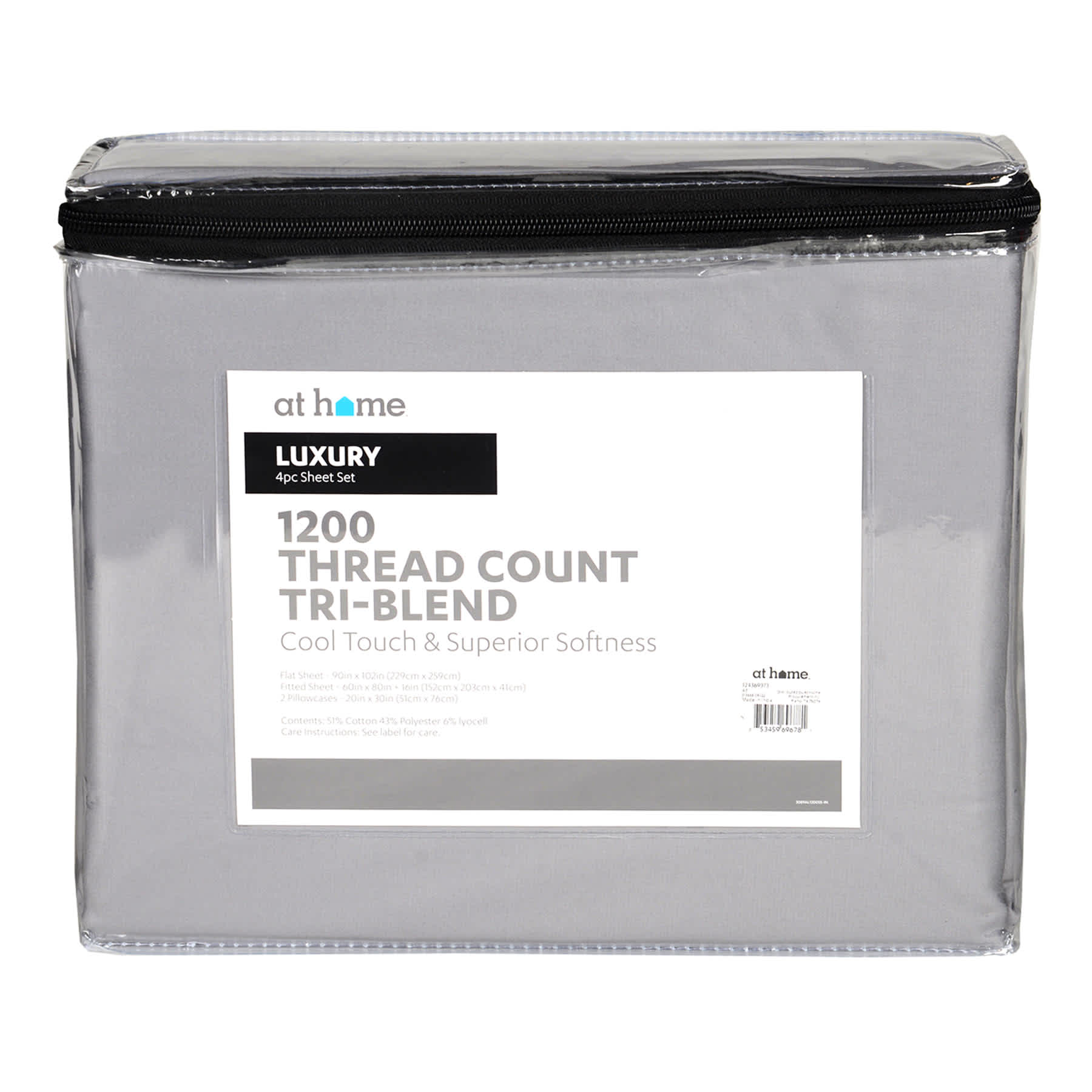 4-Piece Silver 1200 Thread Count Tri-Blend Luxury Sheet Set, Queen
