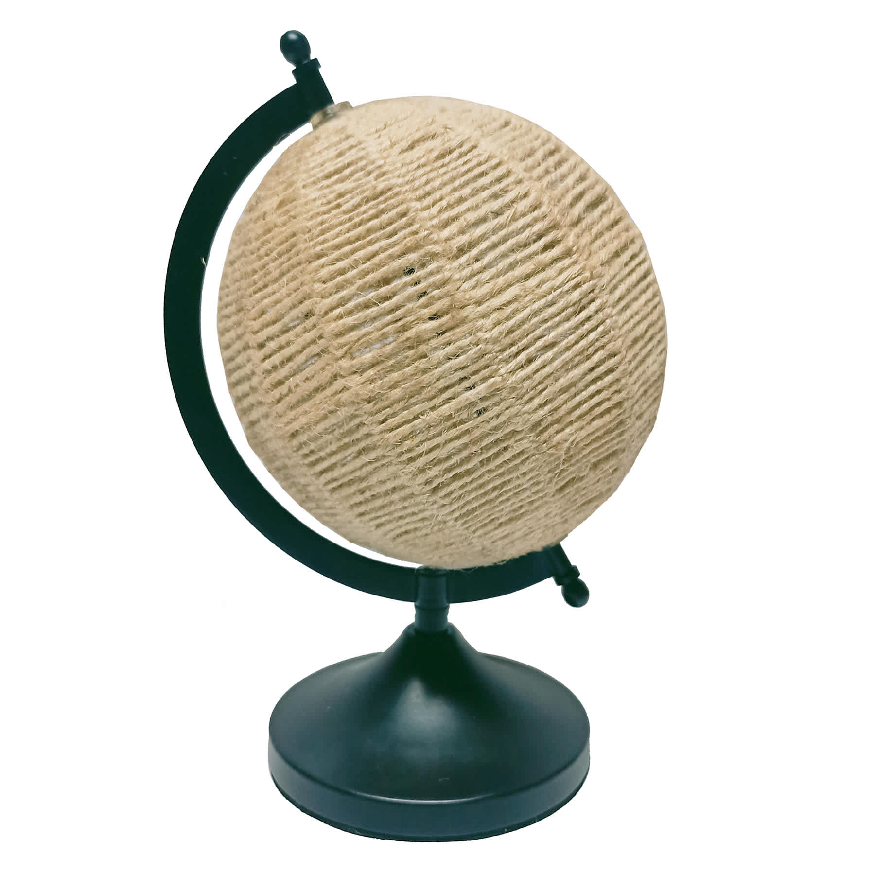 Round Jute Globe with Gold Base, 9.7"