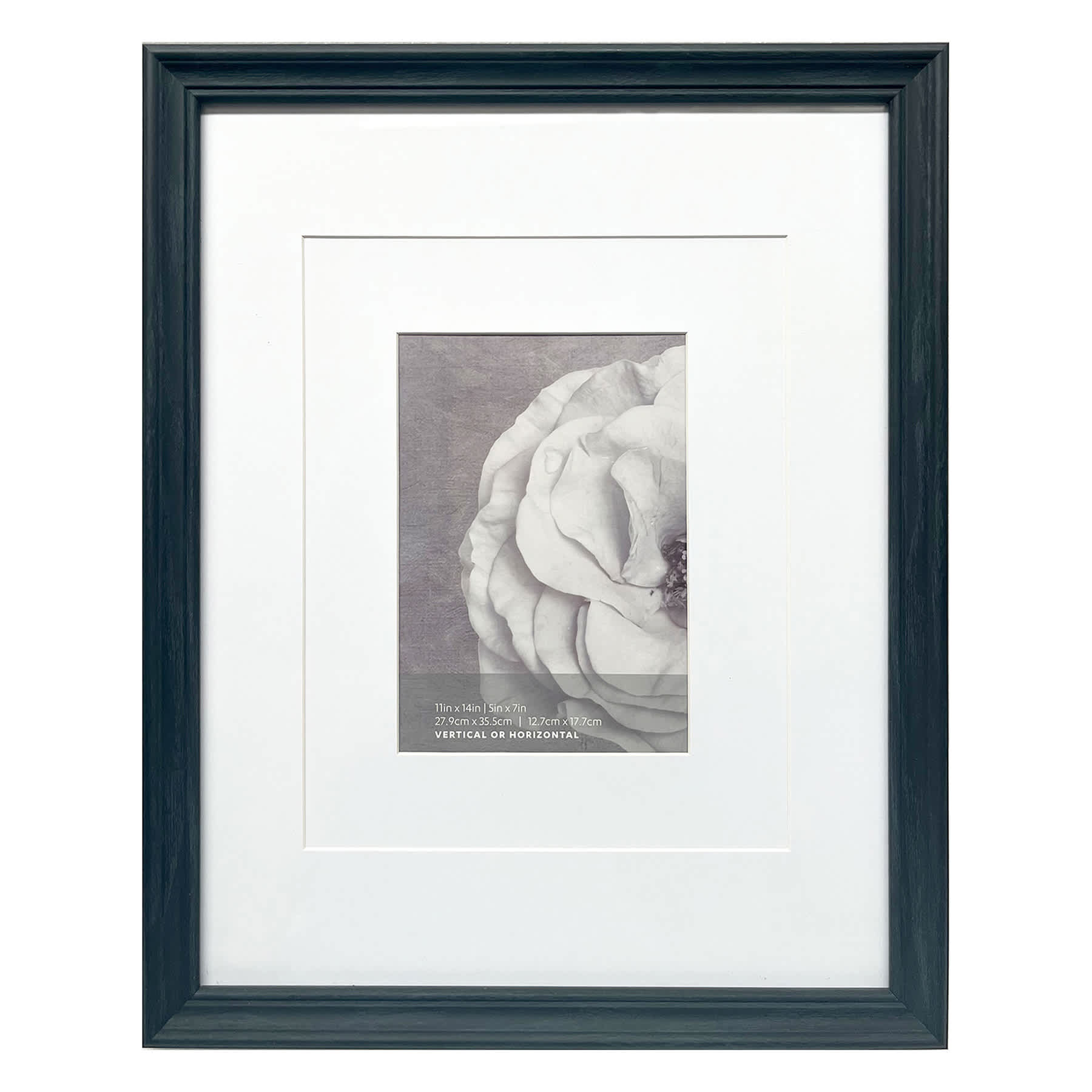 11x14 Black Ornate Matted to 5x7 Wall Frame