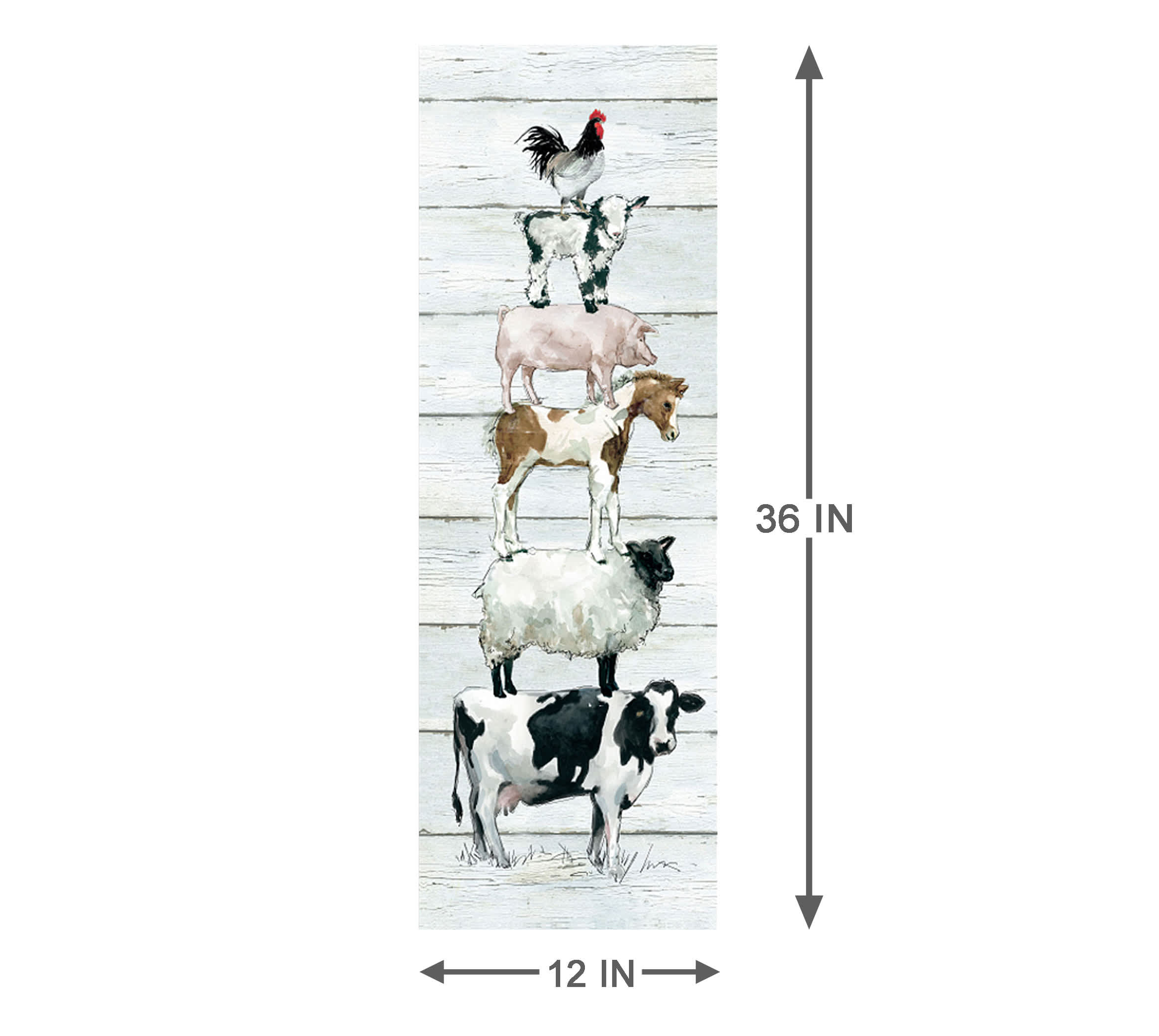 Animal Farm Stack Canvas Wall Art, 12x36