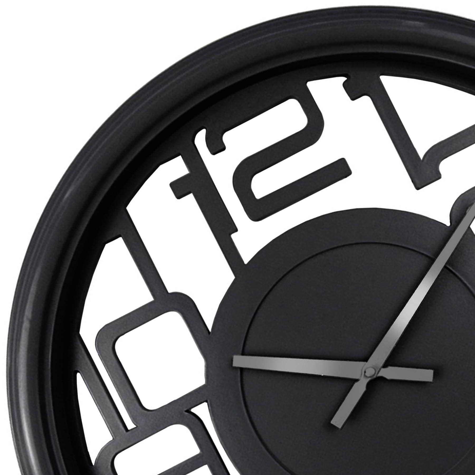 Black Cutout Round Wall Clock, 20"