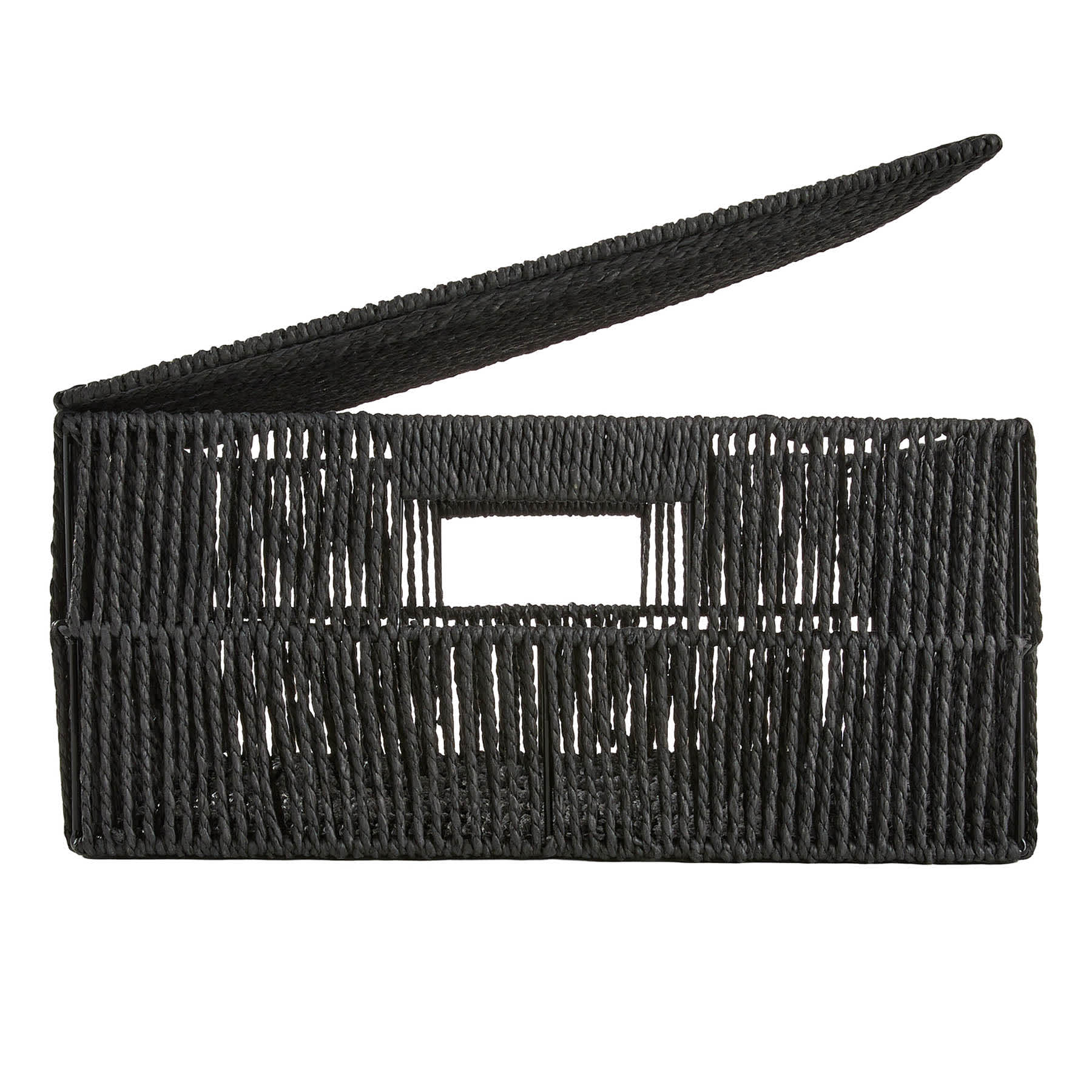 Black Lidded Paper Storage Basket, Small