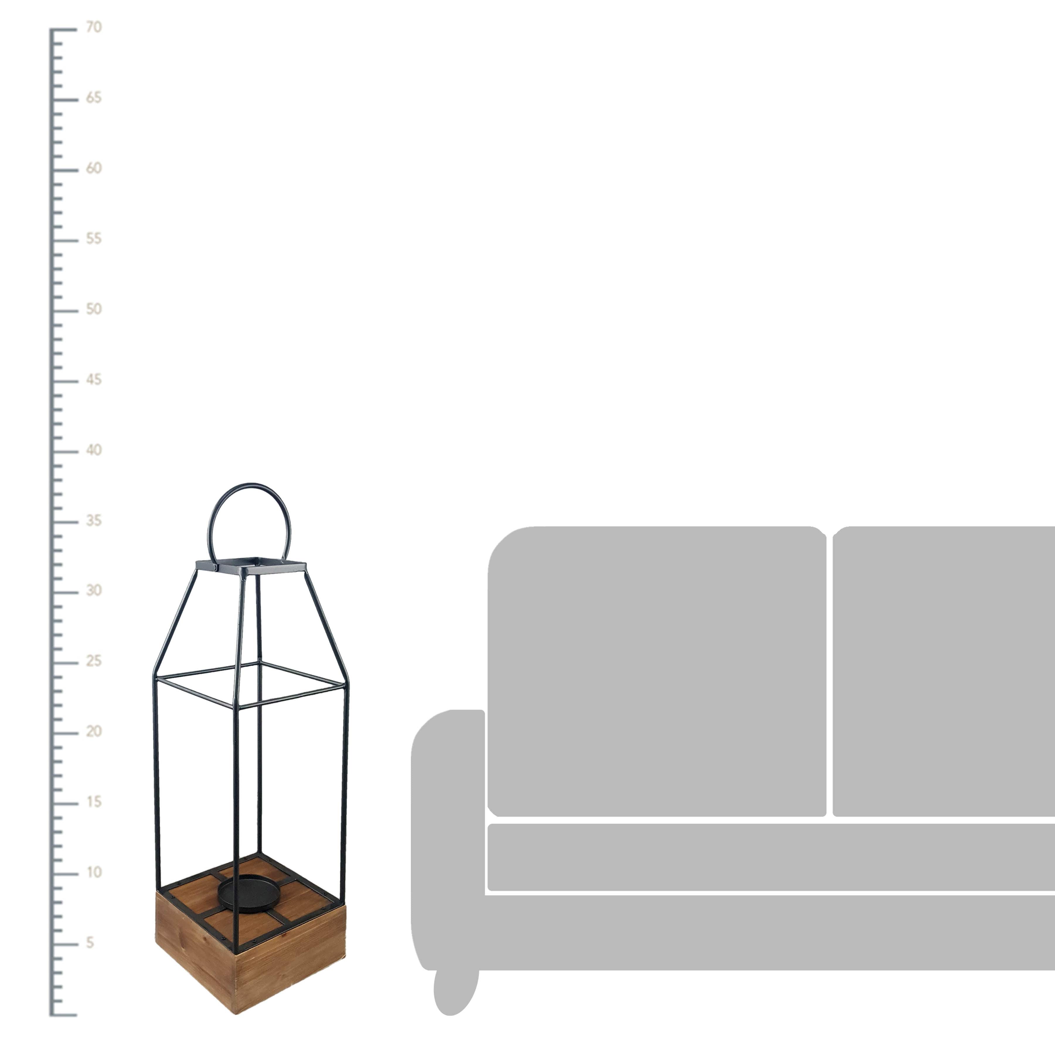 Oversized Metal & Wood Open Floor Lantern, 38"