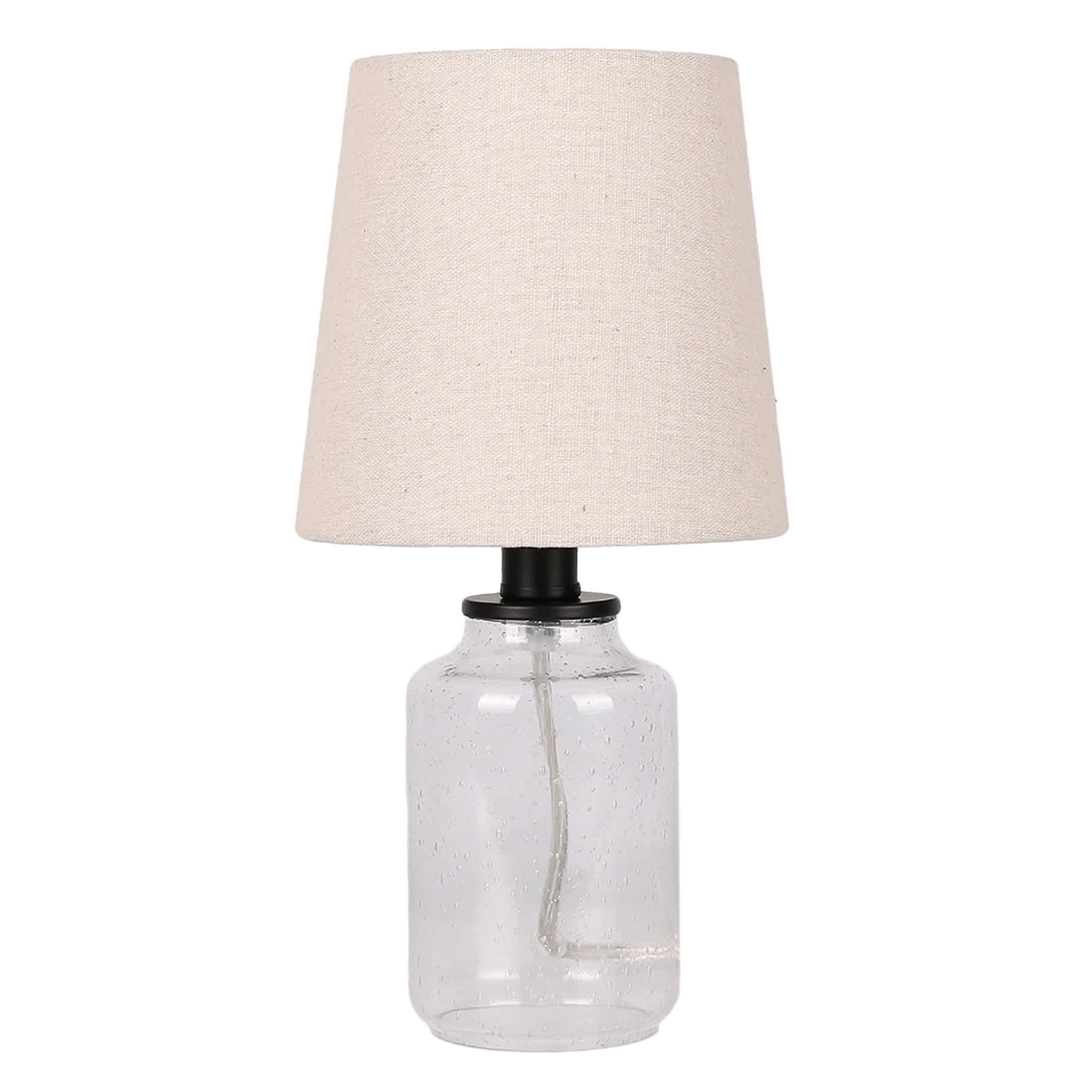 Clear Seeded Glass Mini Table Lamp with Shade, 12"