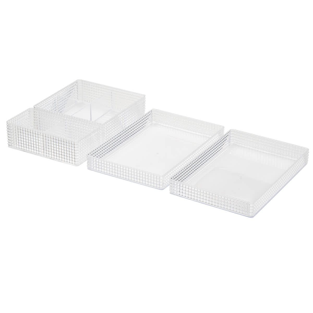4-Piece Clear Diamond Texture Stackable Drawer Organization Set