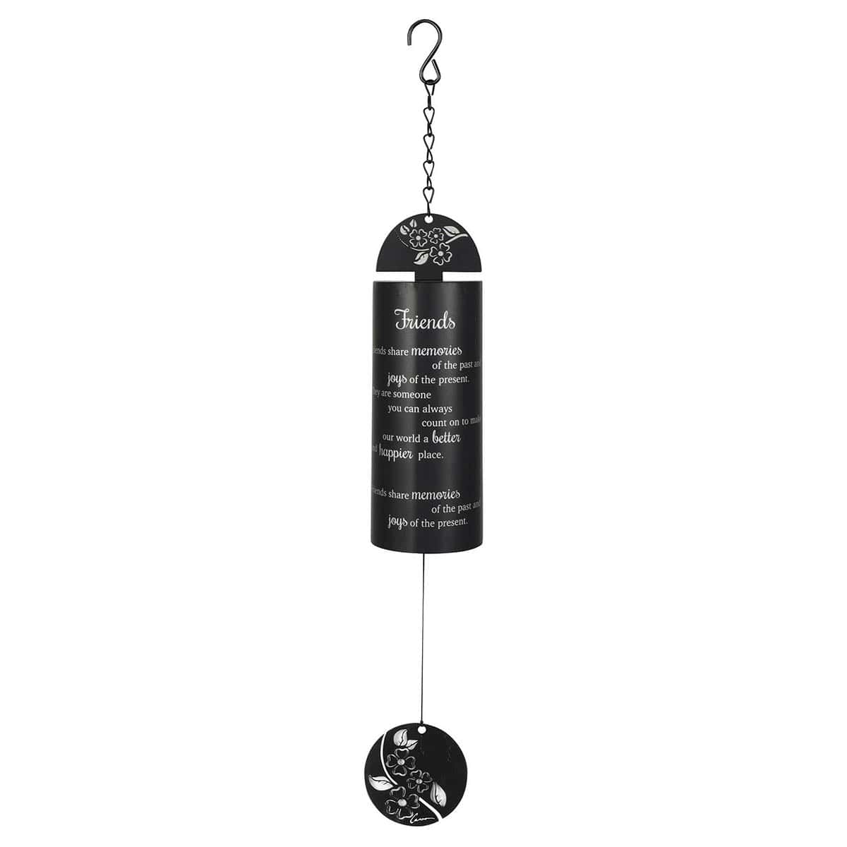 Black Sentiment Cylinder Wind Chime, 22"