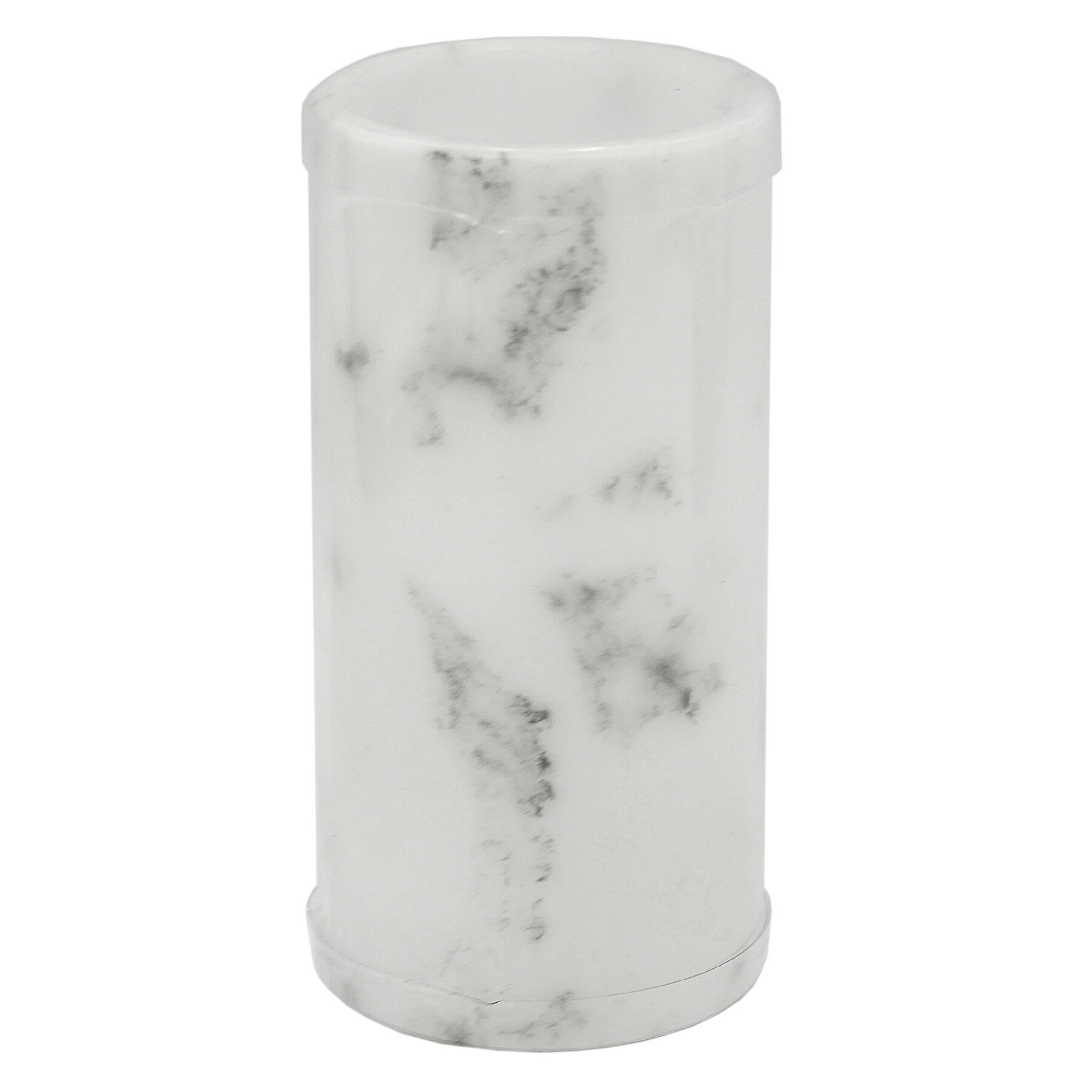 Crosby St. White Marbled Wax LED Pillar Candle with 6 Hour Timer, 3x6