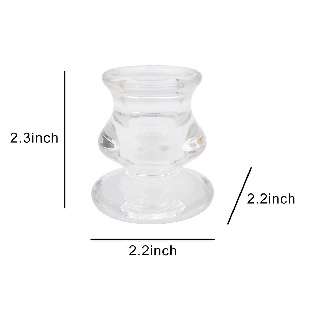 Clear Glass Taper Candle Holder, 2"