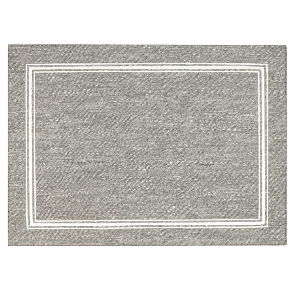 Grey Faux Leather Placemat with White Embroidered Border, 13x17