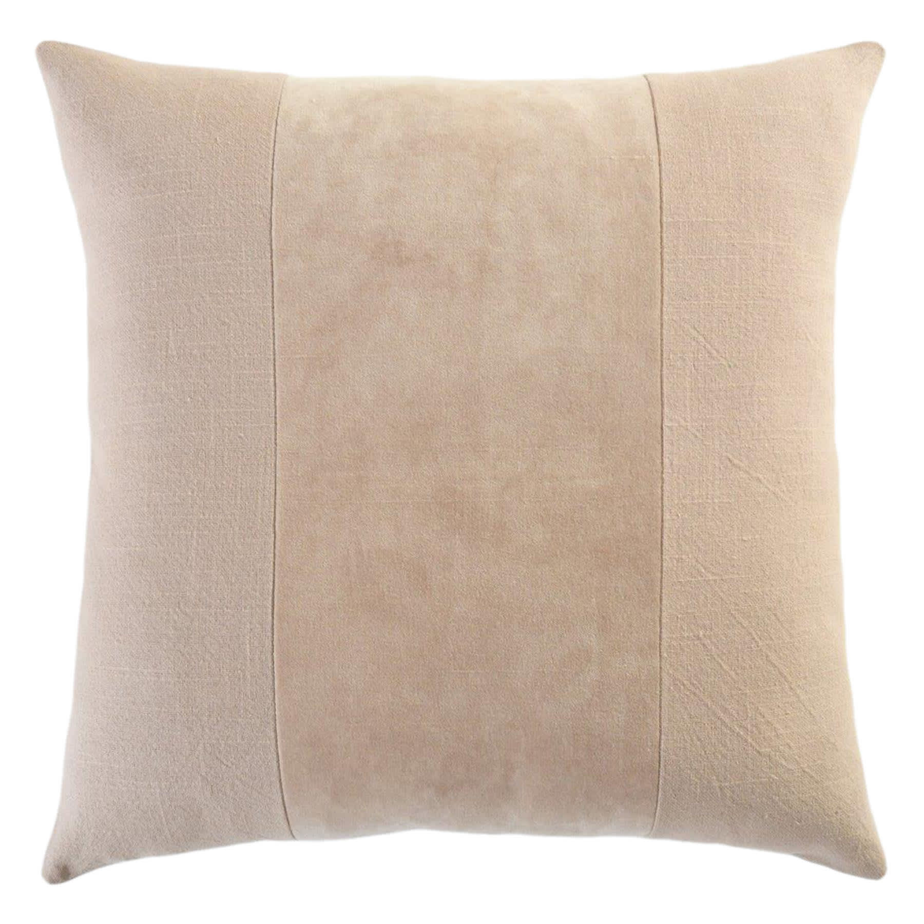 Crosby St. Taupe Cotton Slub & Velvet Throw Pillow, 18"