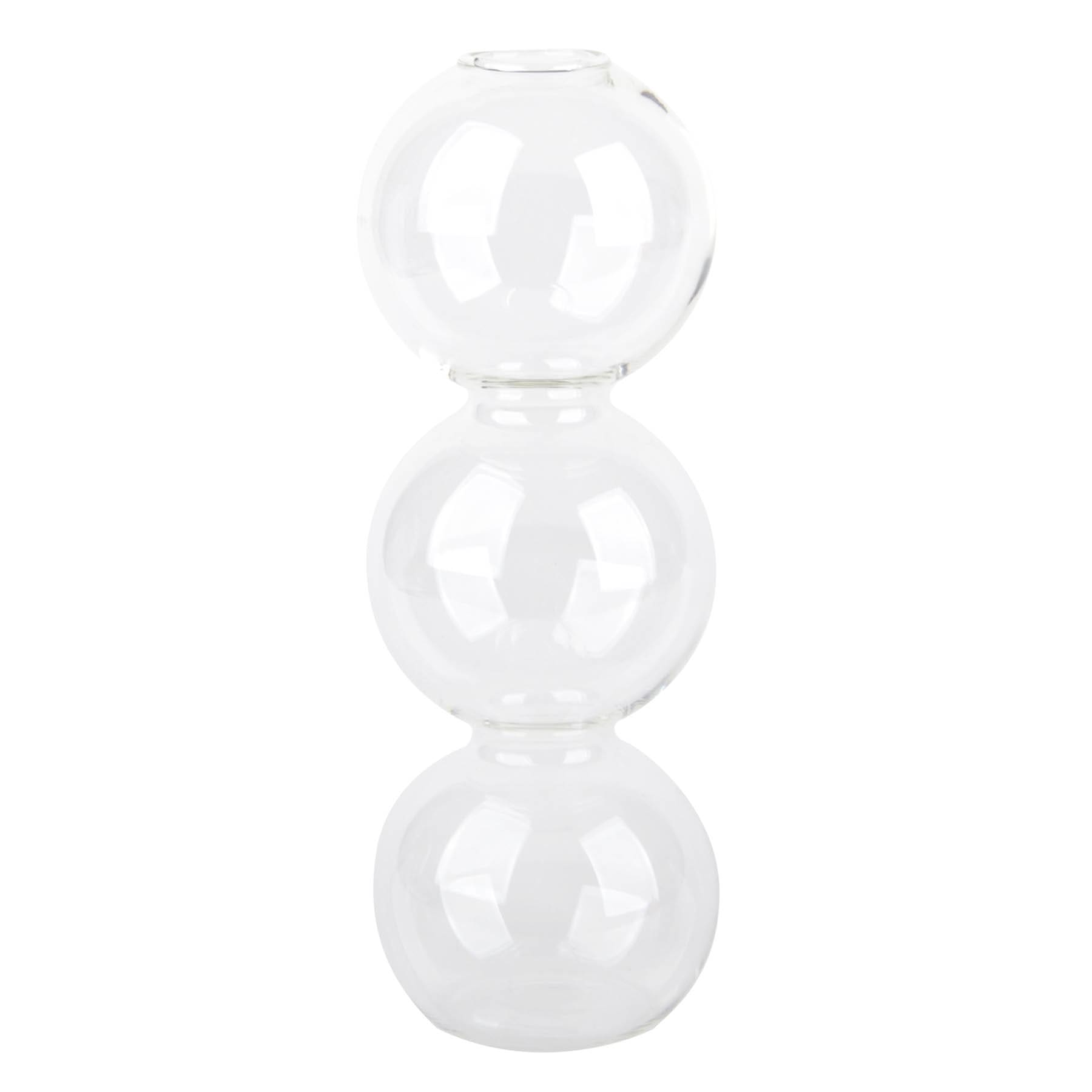 Clear Tiered Bubble Glass Vase, 6.5"