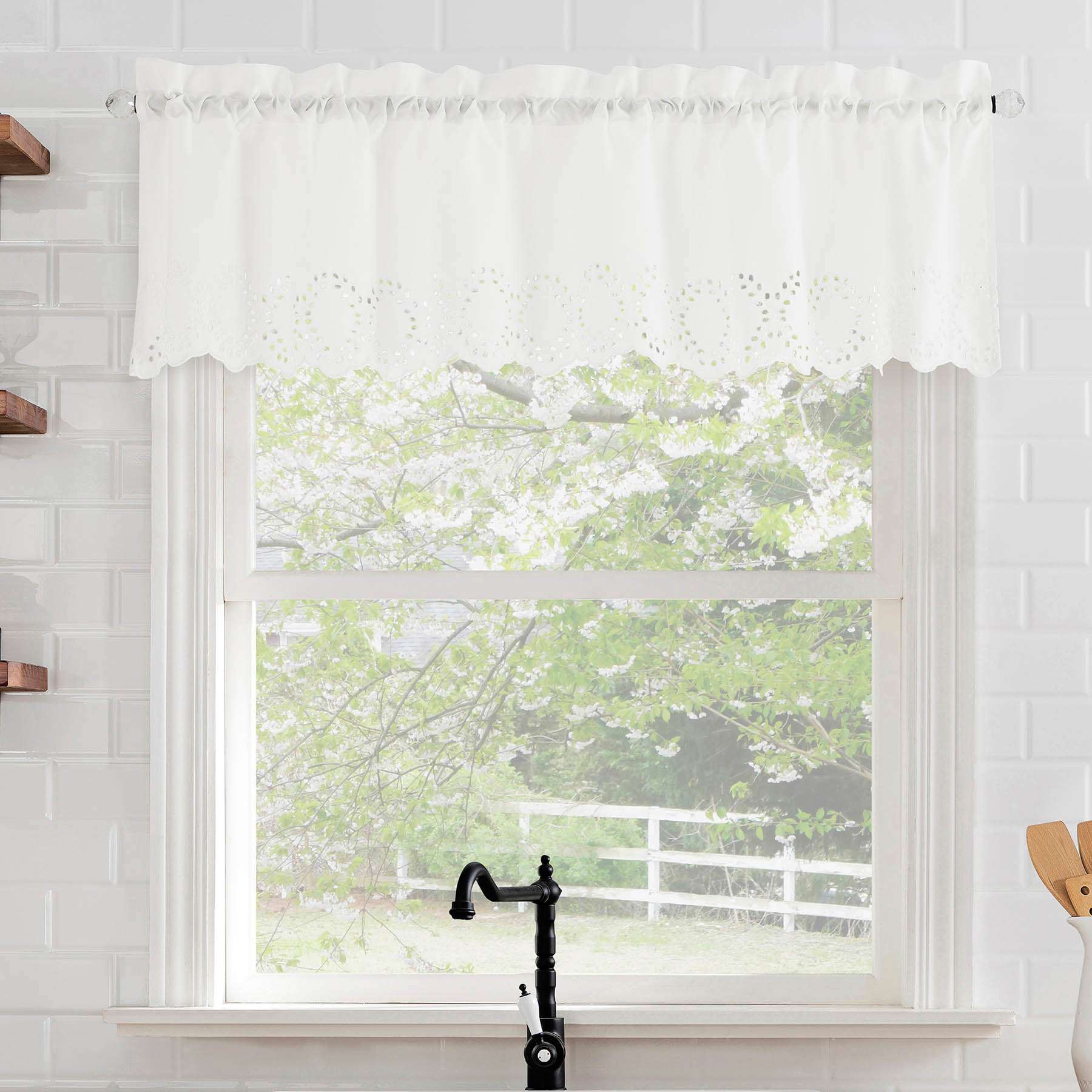 Hilda White Small Window Valance, 54x36