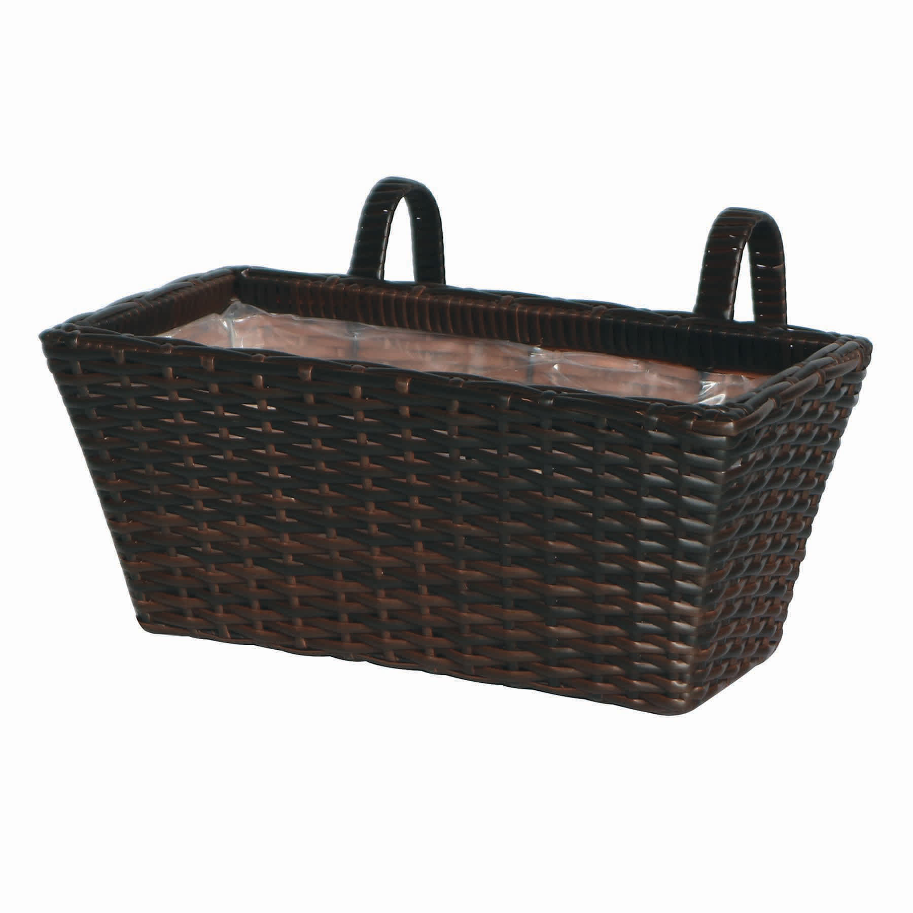 Polyrattan Balcony Planter with Liner, Large