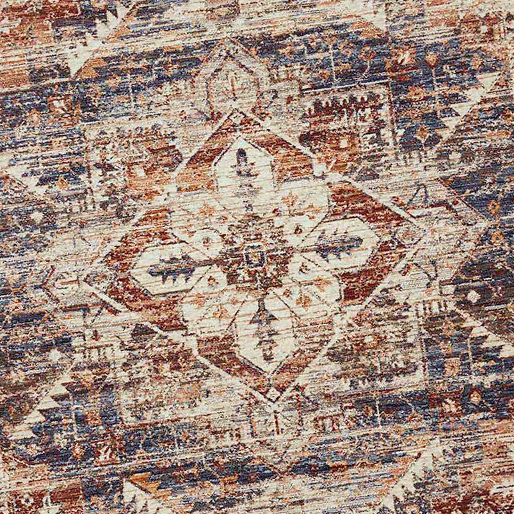 (A407) Halton Slate Rust Distressed-Look Area Rug, 5x8