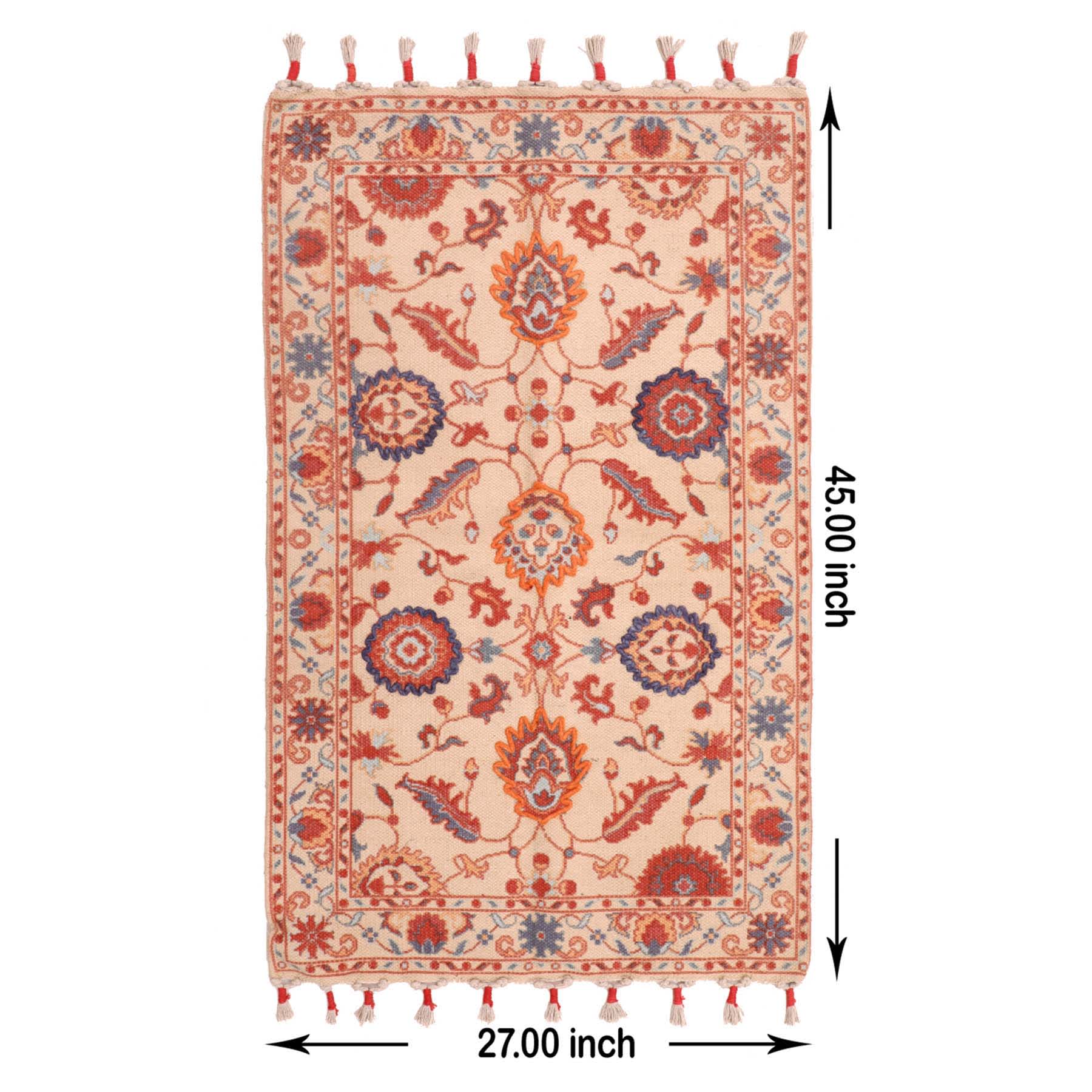 Ivory Paisley Embroidered Accent Rug, 27x45