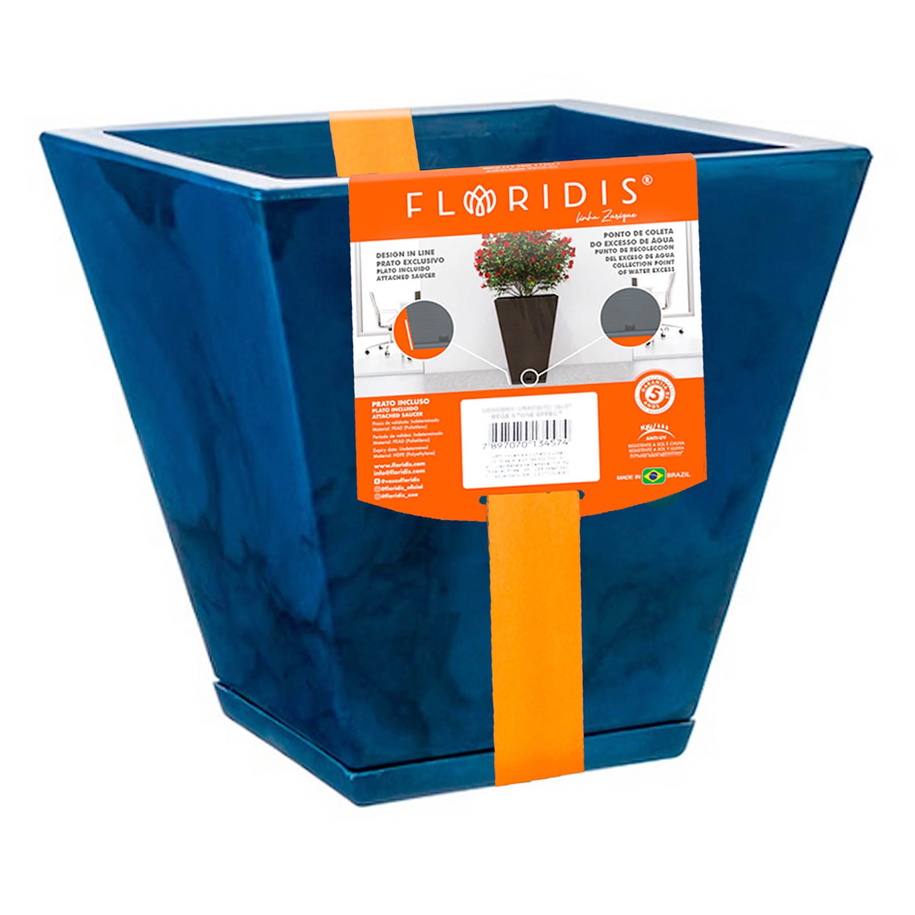Zurique Blue Marbled Outdoor Planter, Small