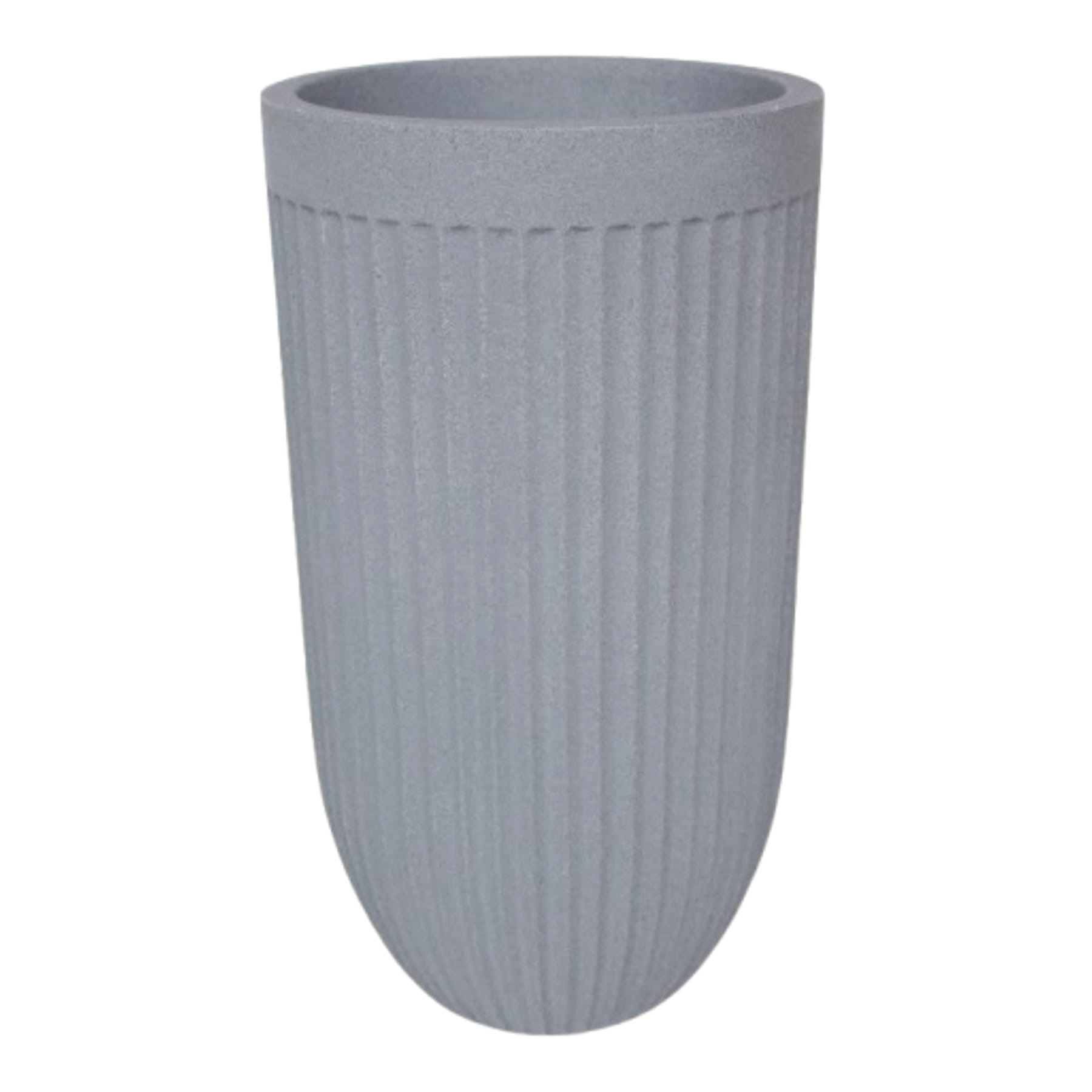 Japi Dark Grey Flute Tall Outdoor Planter, Large