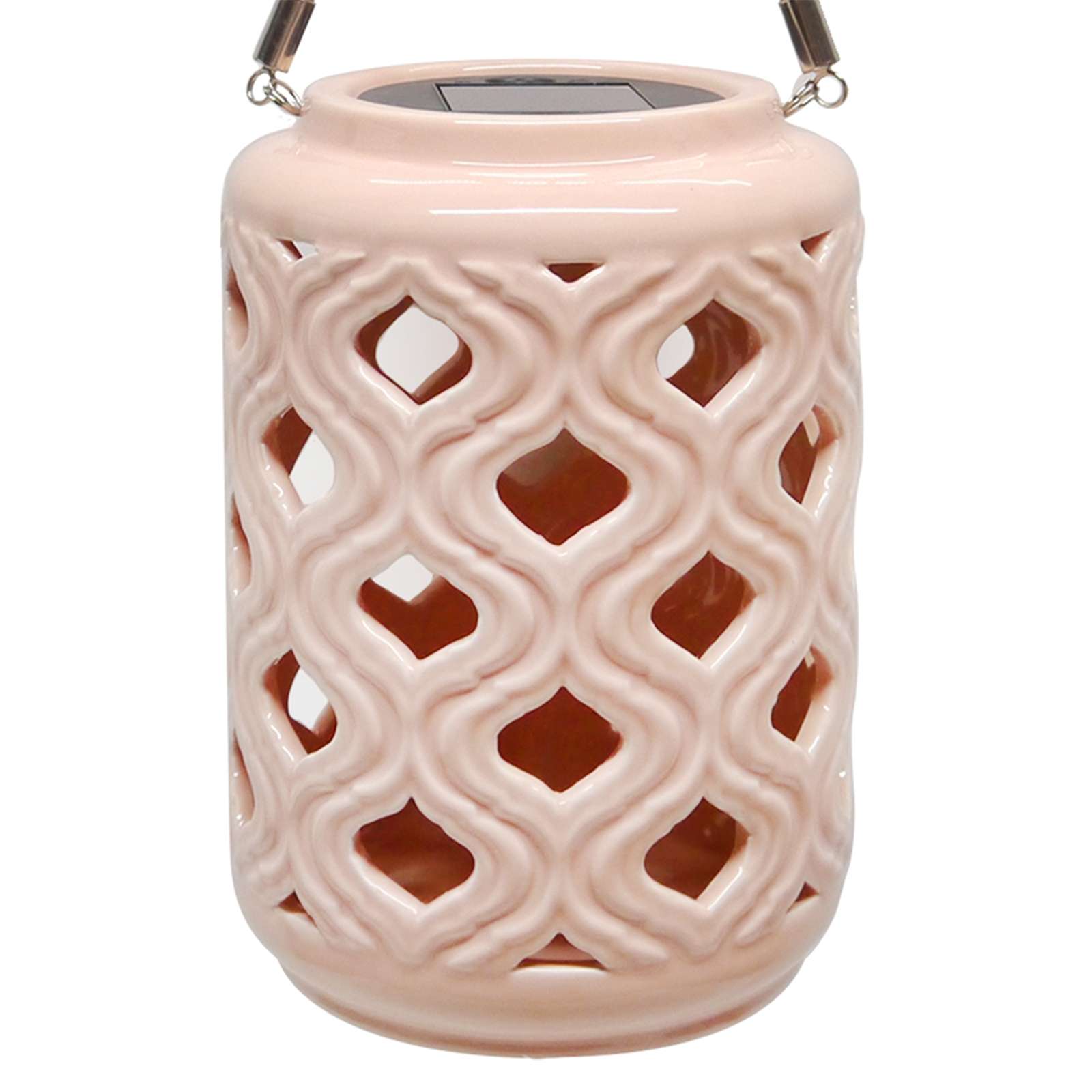 Providence Pink Ceramic Outdoor Solar Lantern, 8"