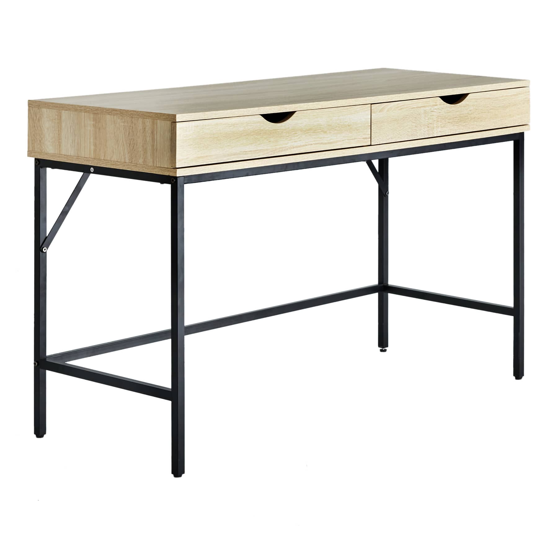 Honeybloom Burnaby Wood & Metal Desk, Natural Wood Finish