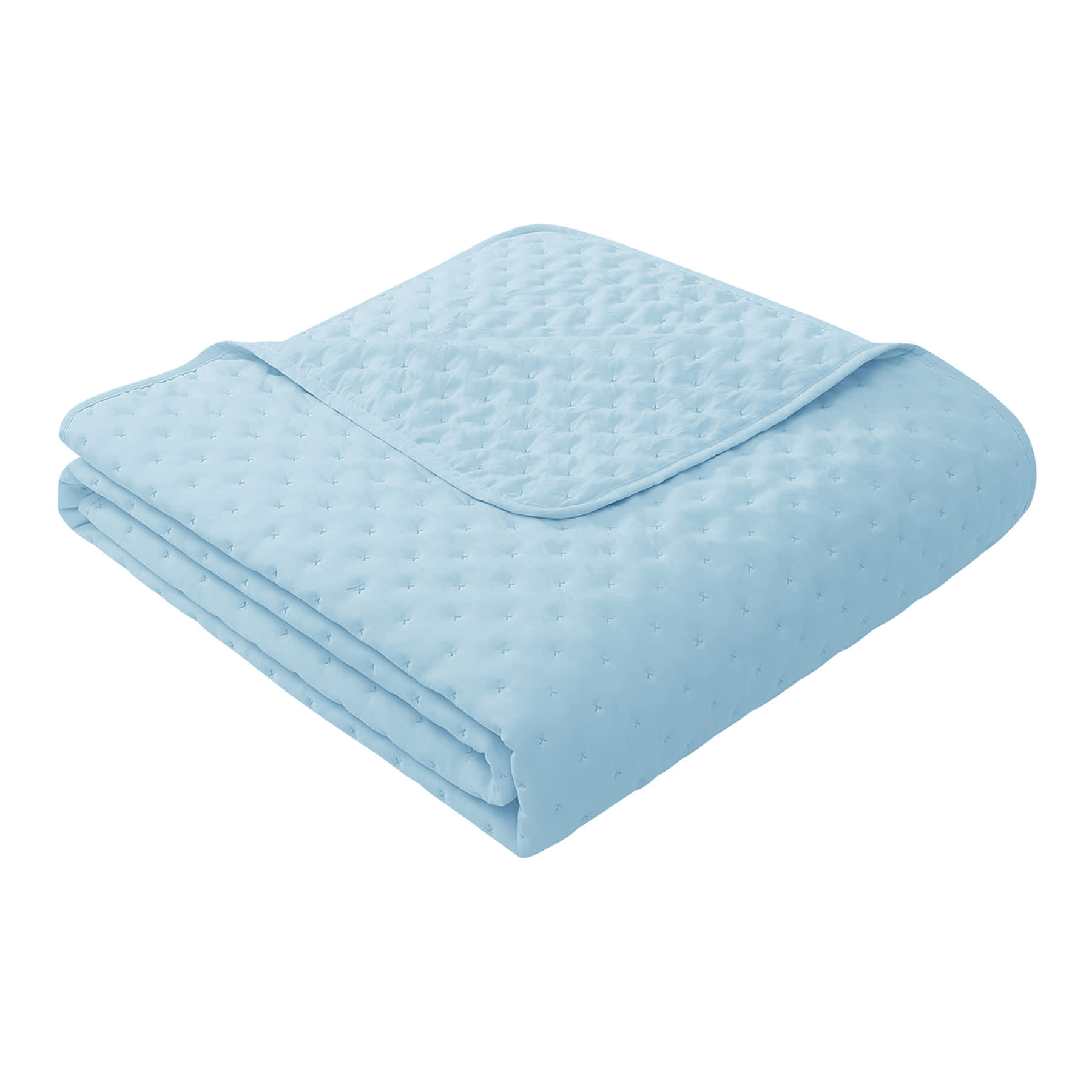 Tiny Dreamers 3-Piece Light Blue Washed Pinsonic Quilt Set, Full/Queen